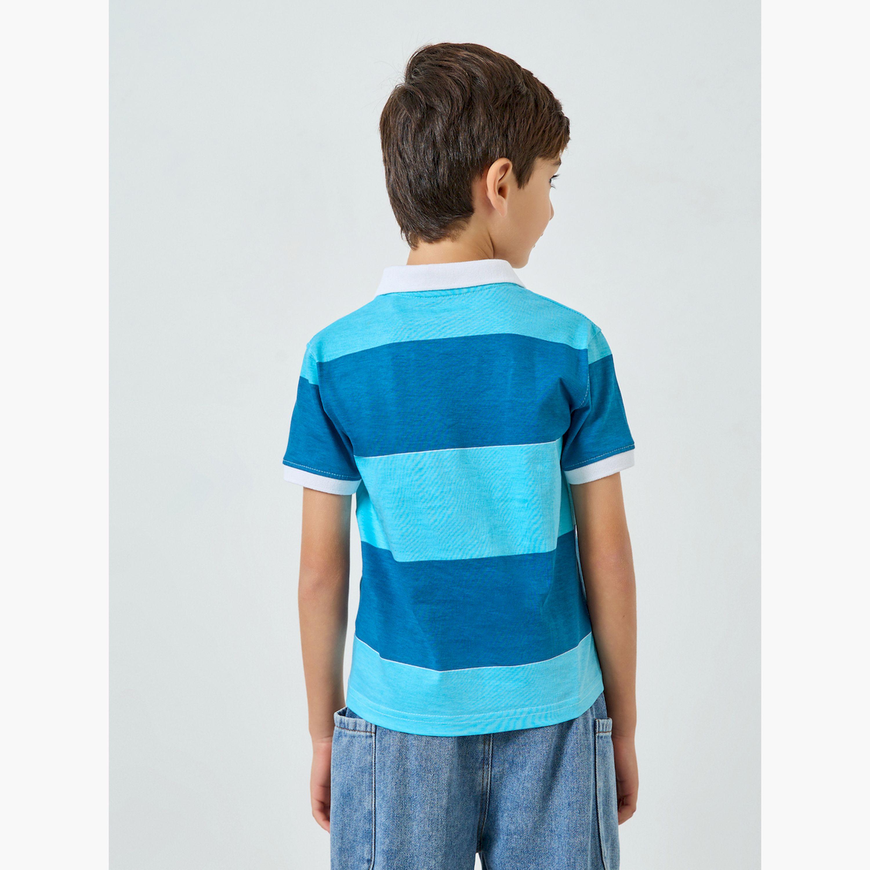 Styli Boys Blue Color Block Polo T-Shirt-boys-clothing-tshirtsandpolos-image-3