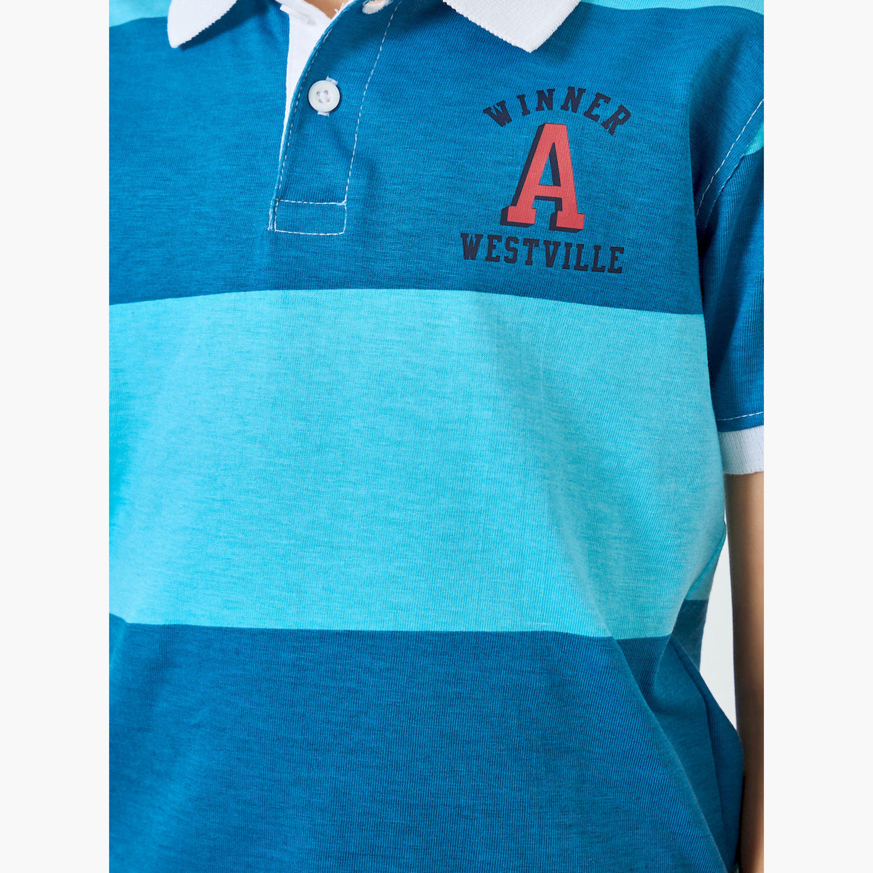 Styli Boys Blue Color Block Polo T-Shirt-boys-clothing-tshirtsandpolos-image-4