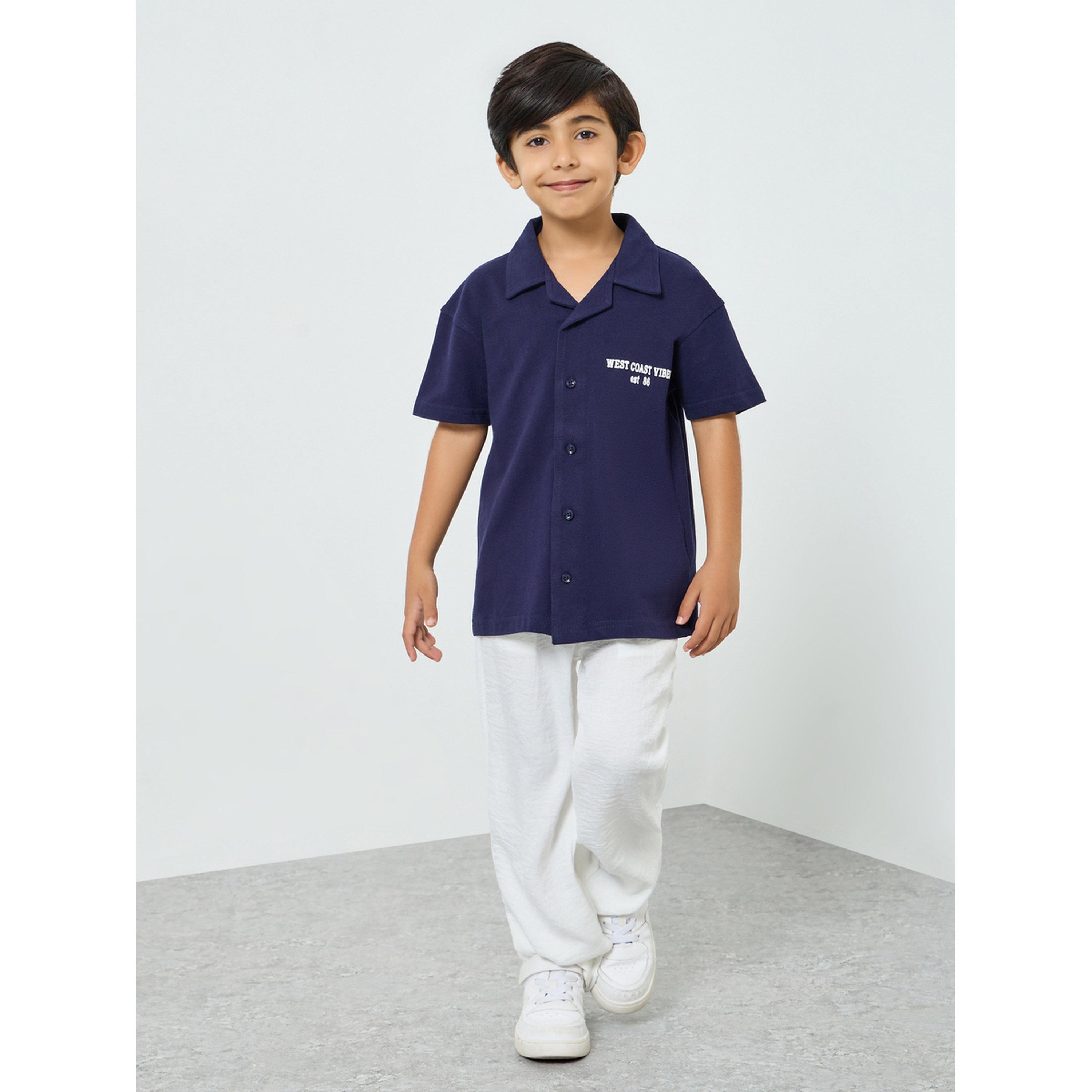 قميص أولادي كحلي بأكمام قصيرة-boys-clothing-shirts-image-2