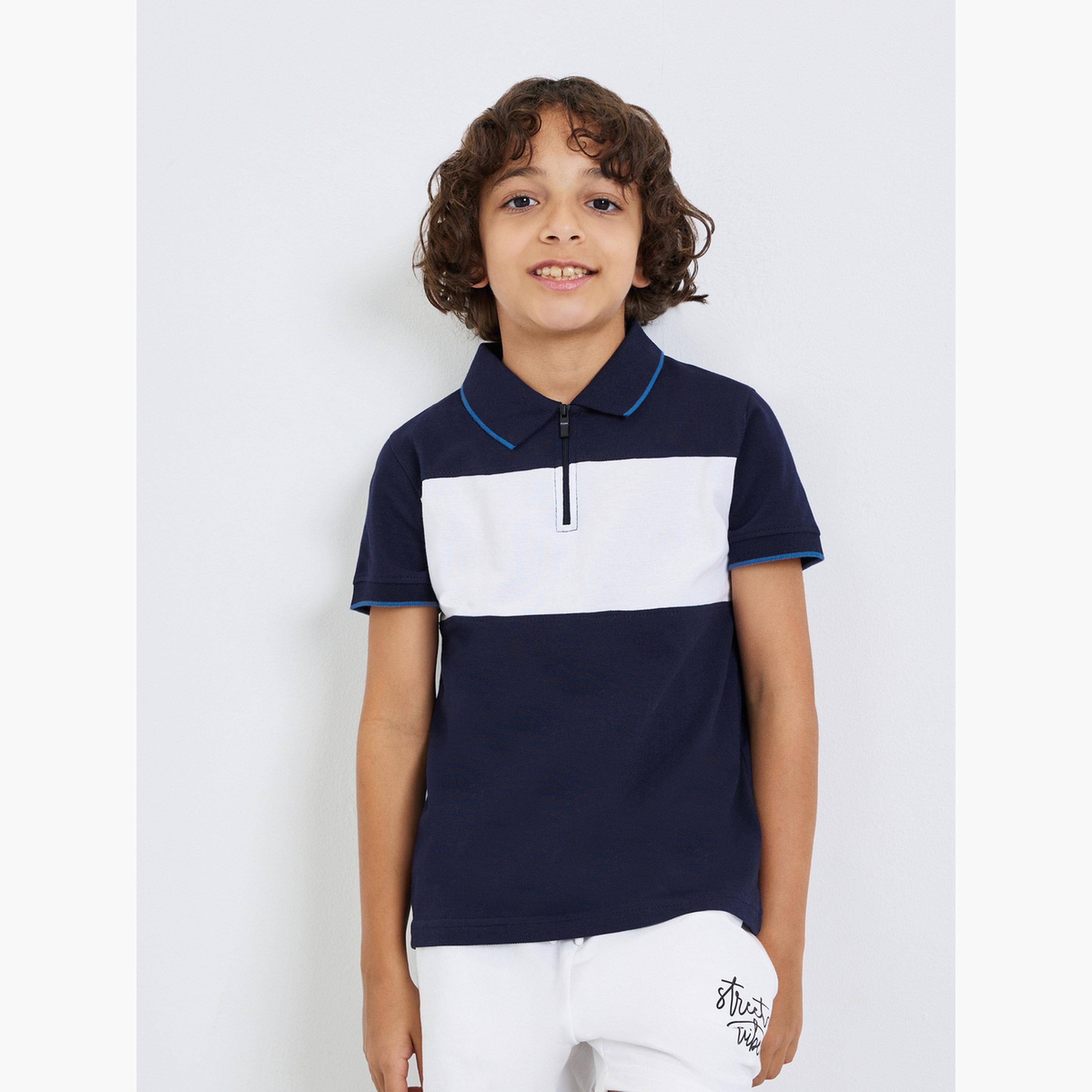 تيشيرت بولو بنمط كتل الالوان وسحاب-boys-clothing-tshirtsandpolos-image-1