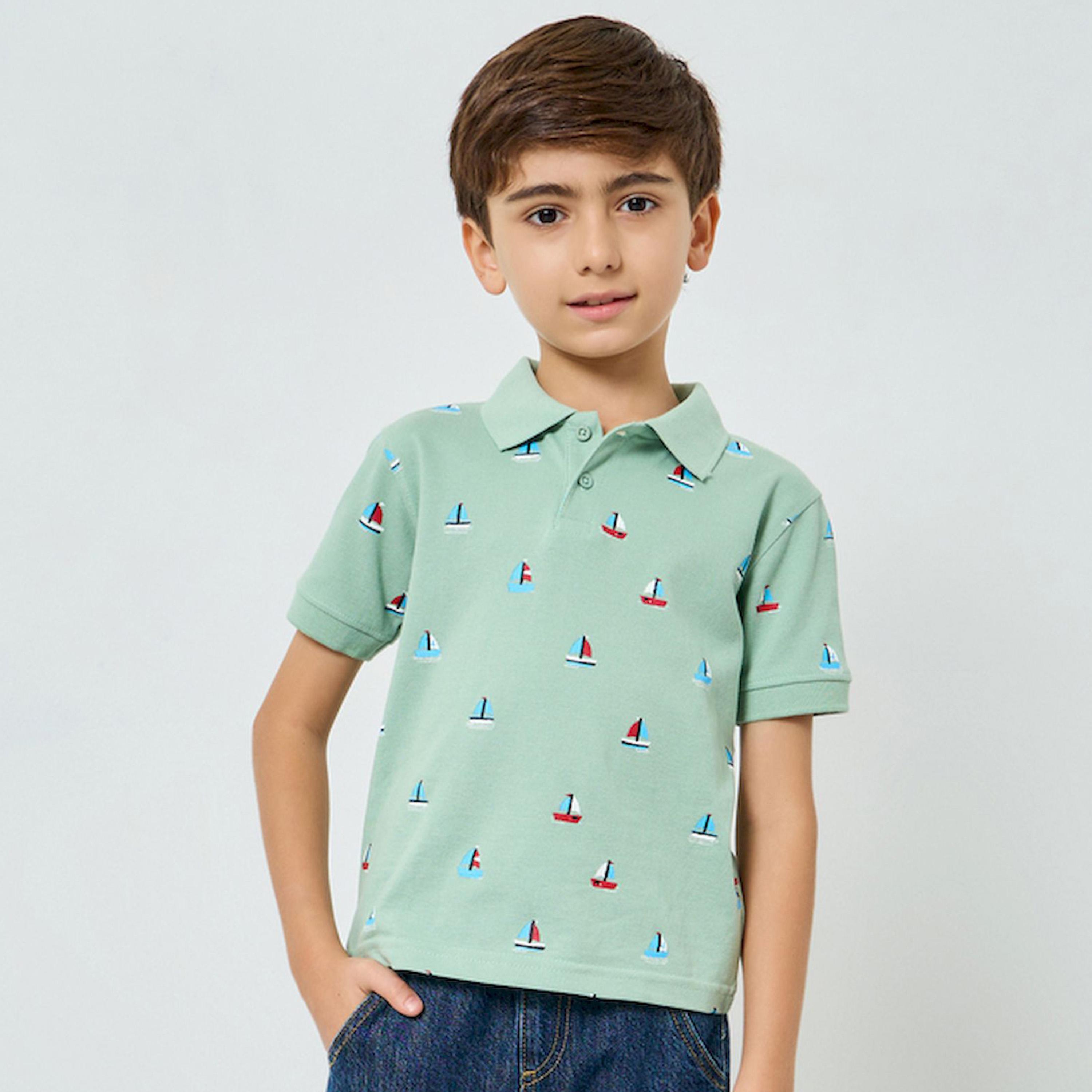 Styli Boys Green Printed Polo T-Shirt-boys-clothing-tshirtsandpolos-image-1