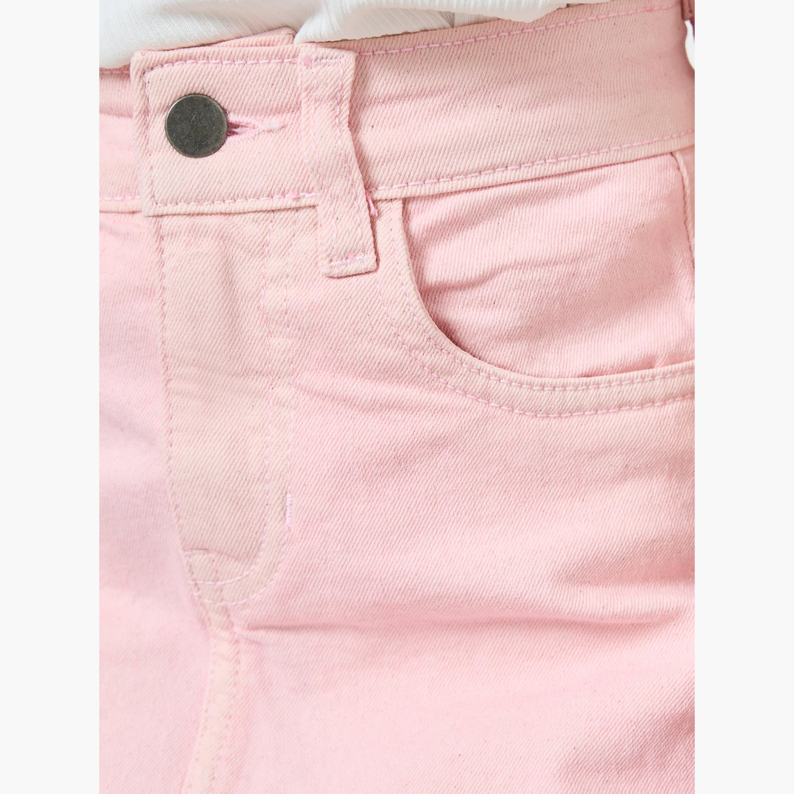 Styli Girls Pink Denim Skirt-girls-clothing-bottoms-skirts-image-4