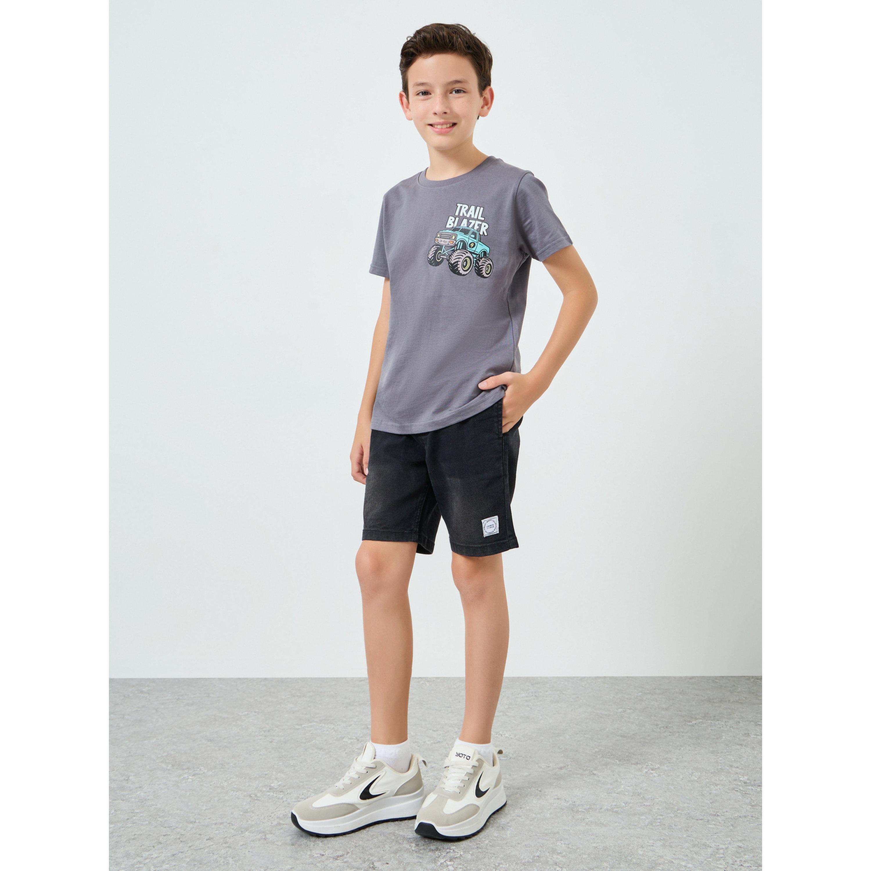 Styli Boys Black Cotton Denim Shorts-boys-clothing-bottoms-shorts-image-2
