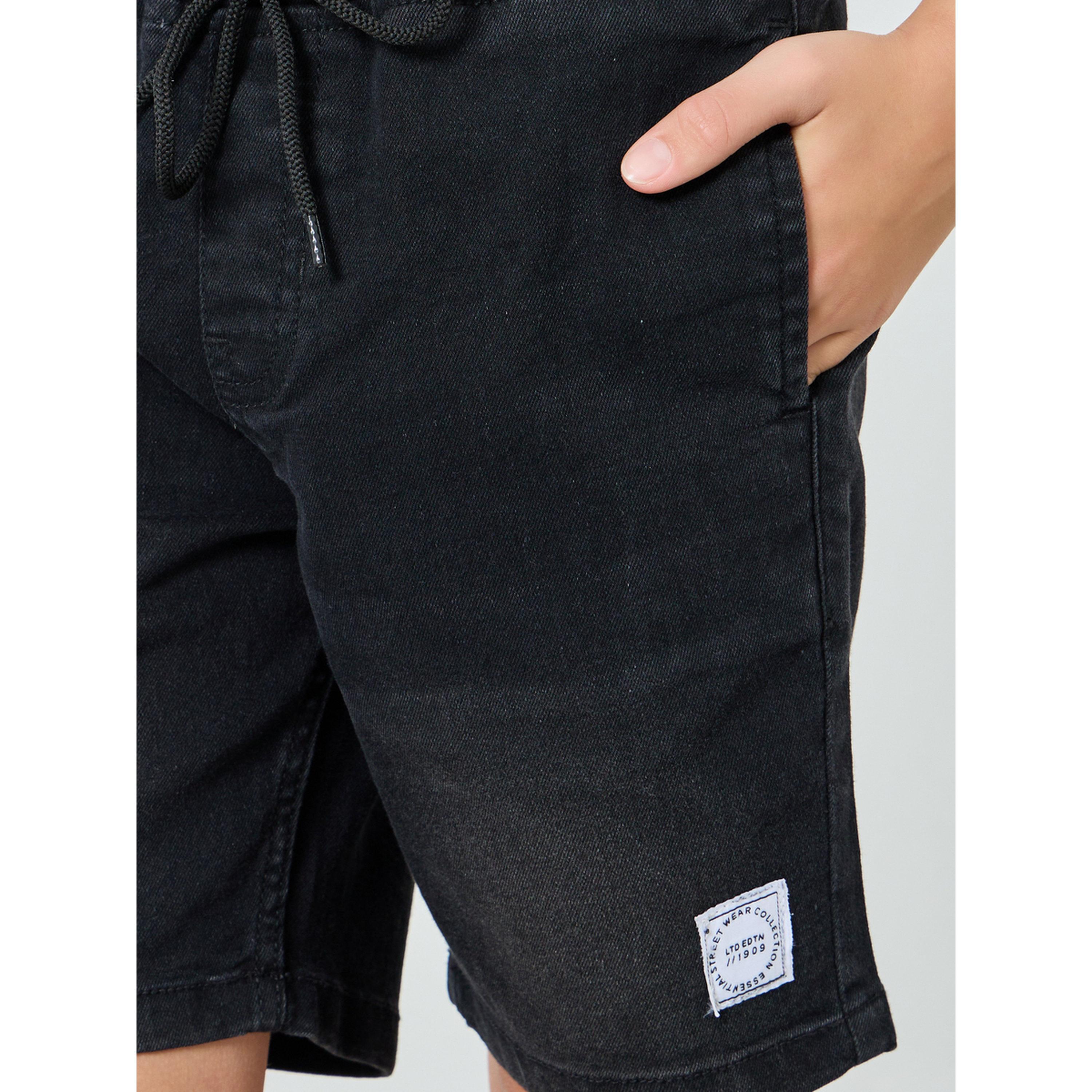 Styli Boys Black Cotton Denim Shorts-boys-clothing-bottoms-shorts-image-3