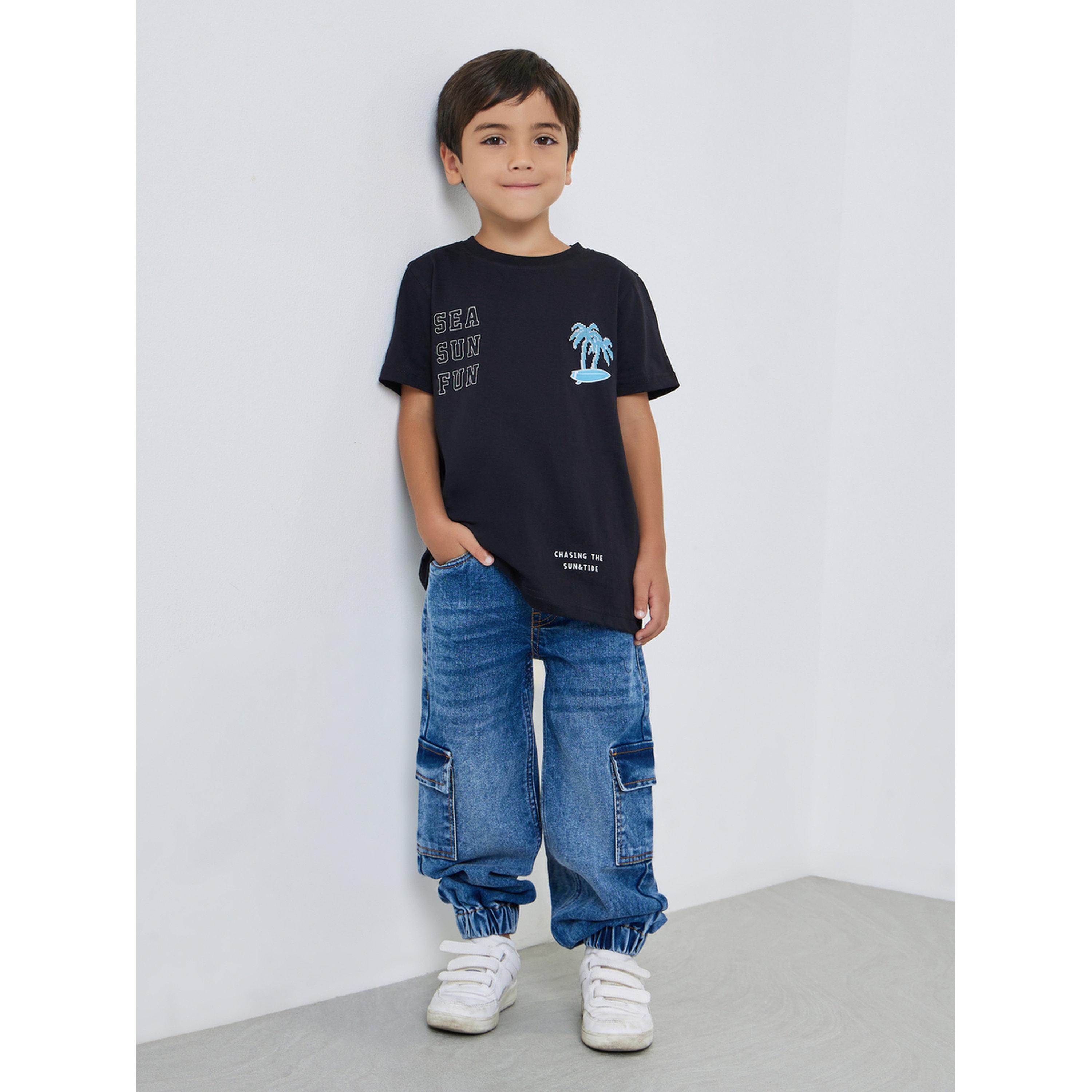 Styli Boys Cotton Cargo Jeans with Drawstring-boys-clothing-bottoms-jeans-image-2