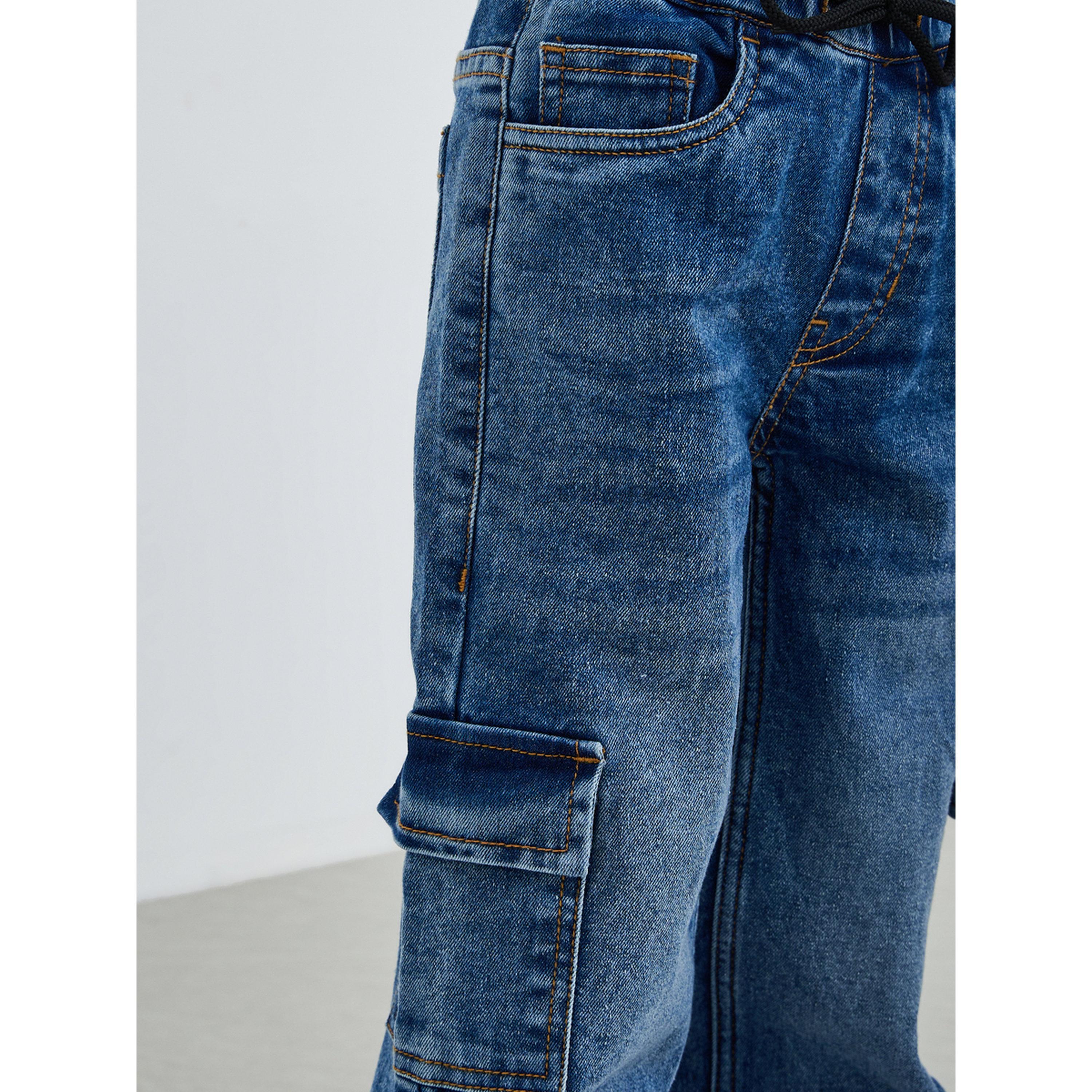 Styli Boys Cotton Cargo Jeans with Drawstring-boys-clothing-bottoms-jeans-image-3