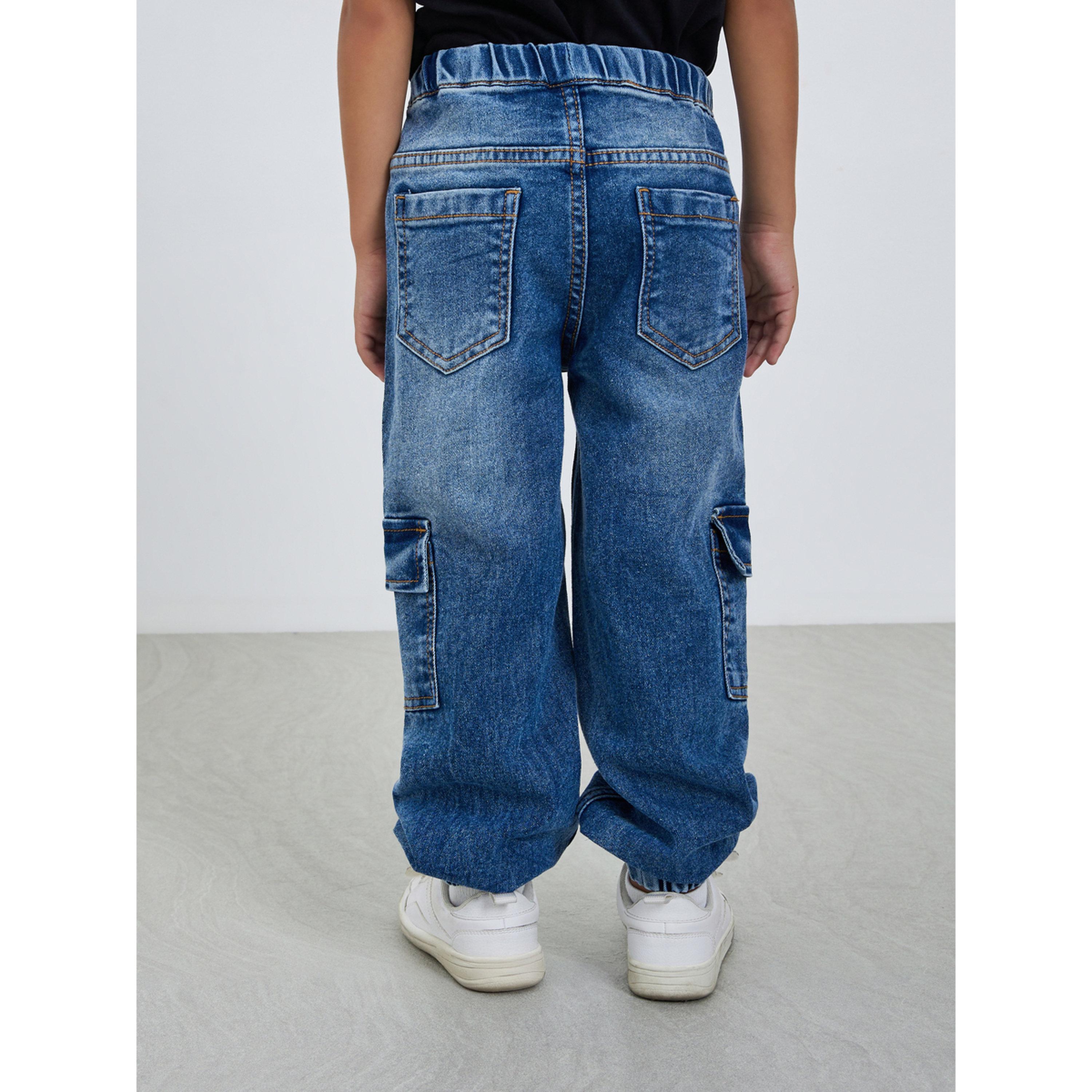 Styli Boys Cotton Cargo Jeans with Drawstring-boys-clothing-bottoms-jeans-image-4