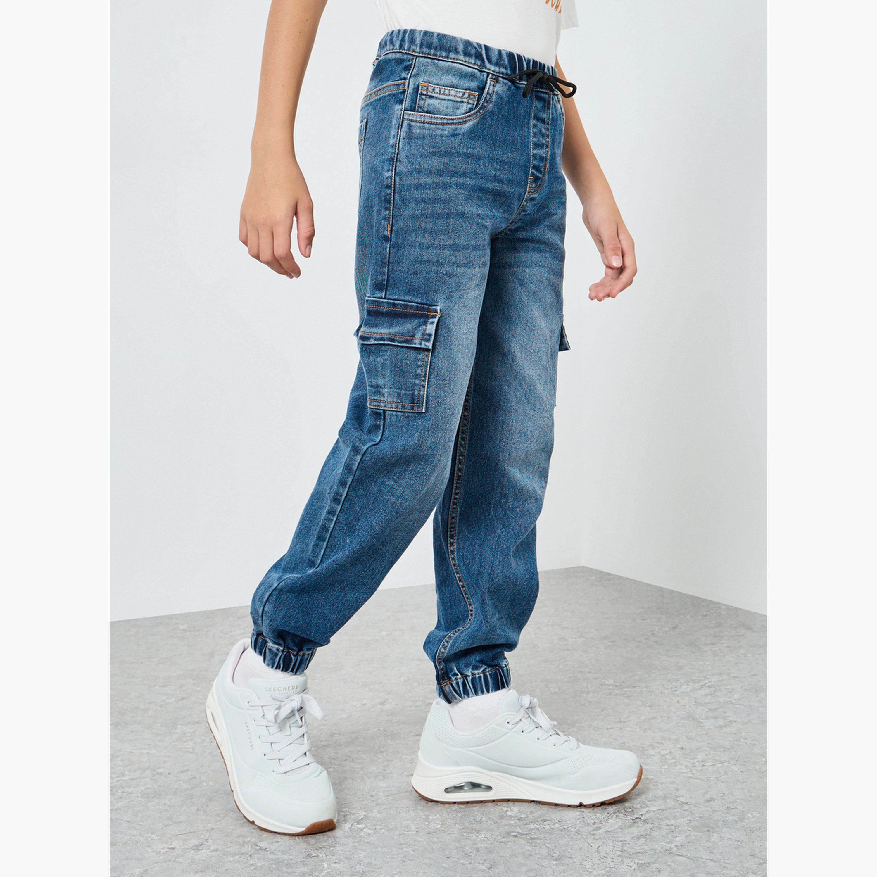 Styli Boys Dark Blue Cotton Denim Joggers-baby-boys-clothing-bottoms-jeans-image-1