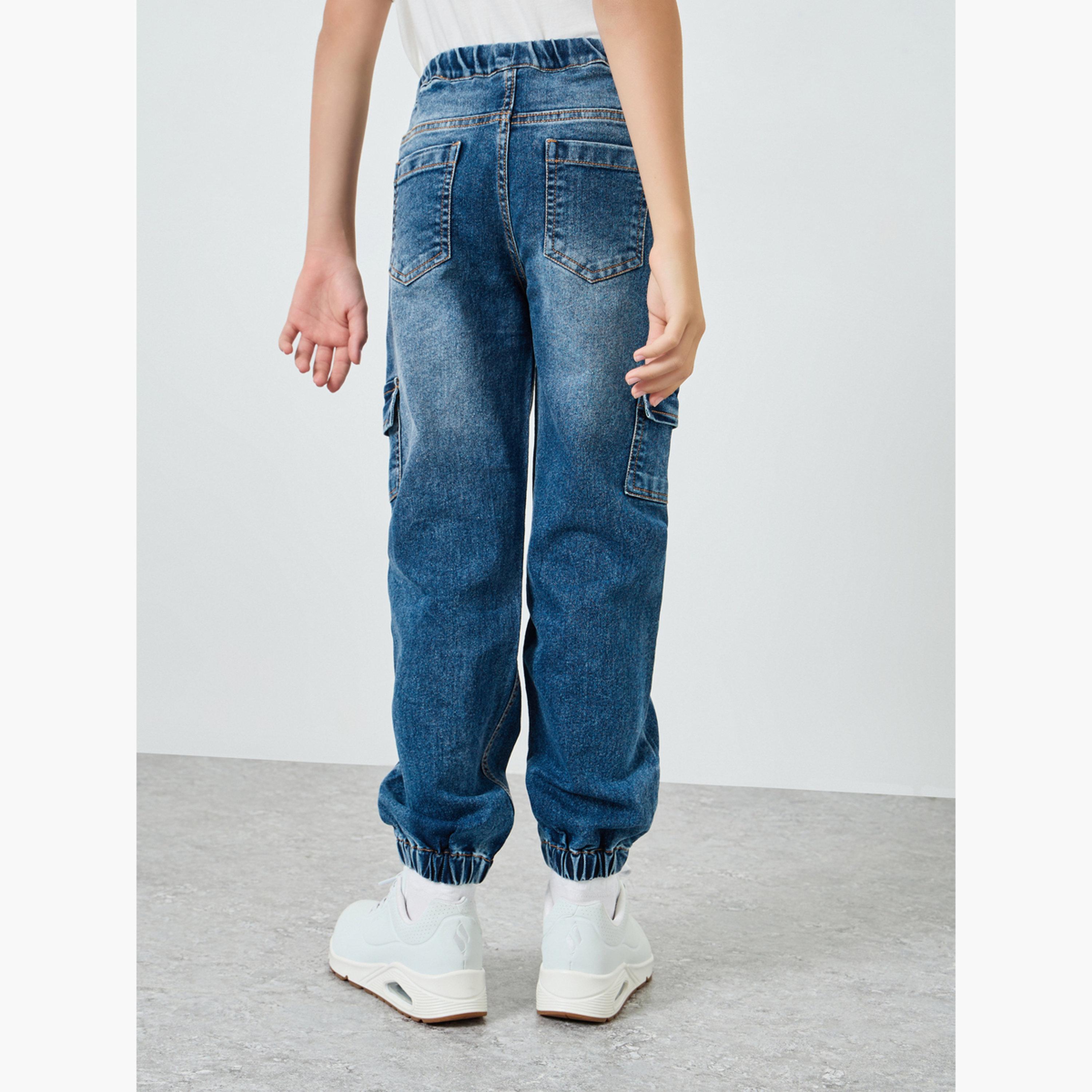 بنطال جوغر جينز أزرق داكن قطني-baby-boys-clothing-bottoms-jeans-image-3