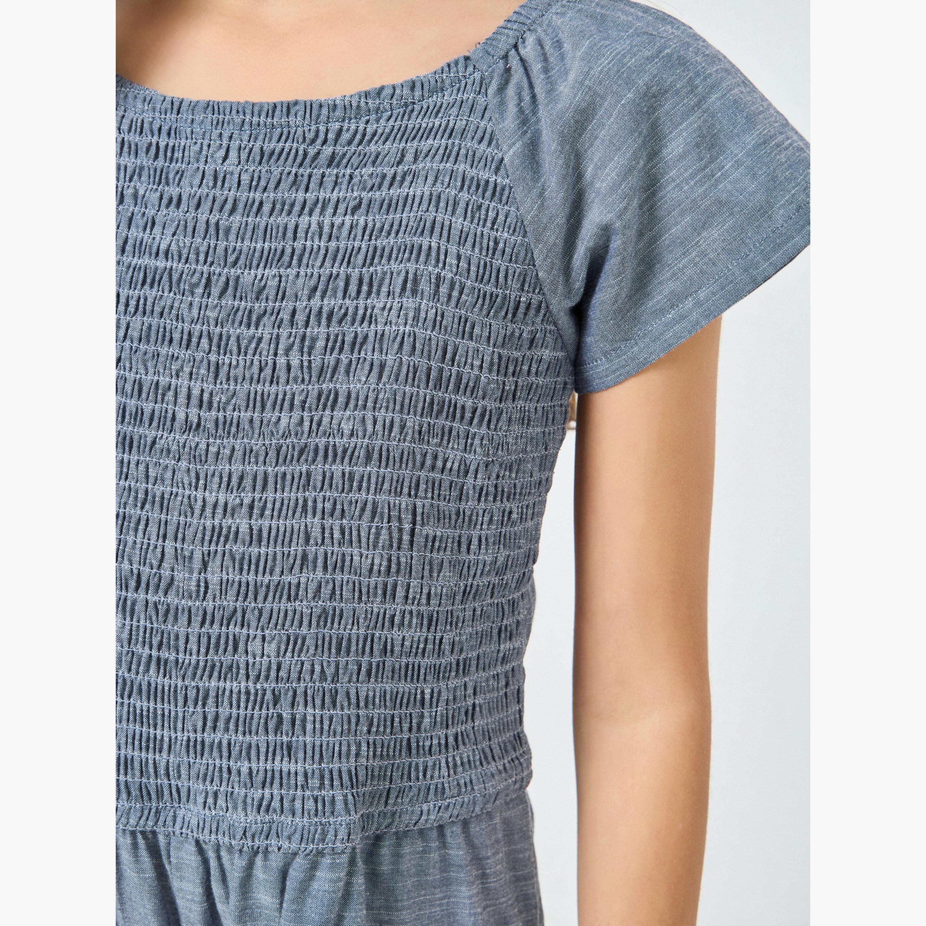 جمبسوت قطن أزرق بتفاصيل سموكنج-girls-clothing-dressesandjumpsuits-image-4