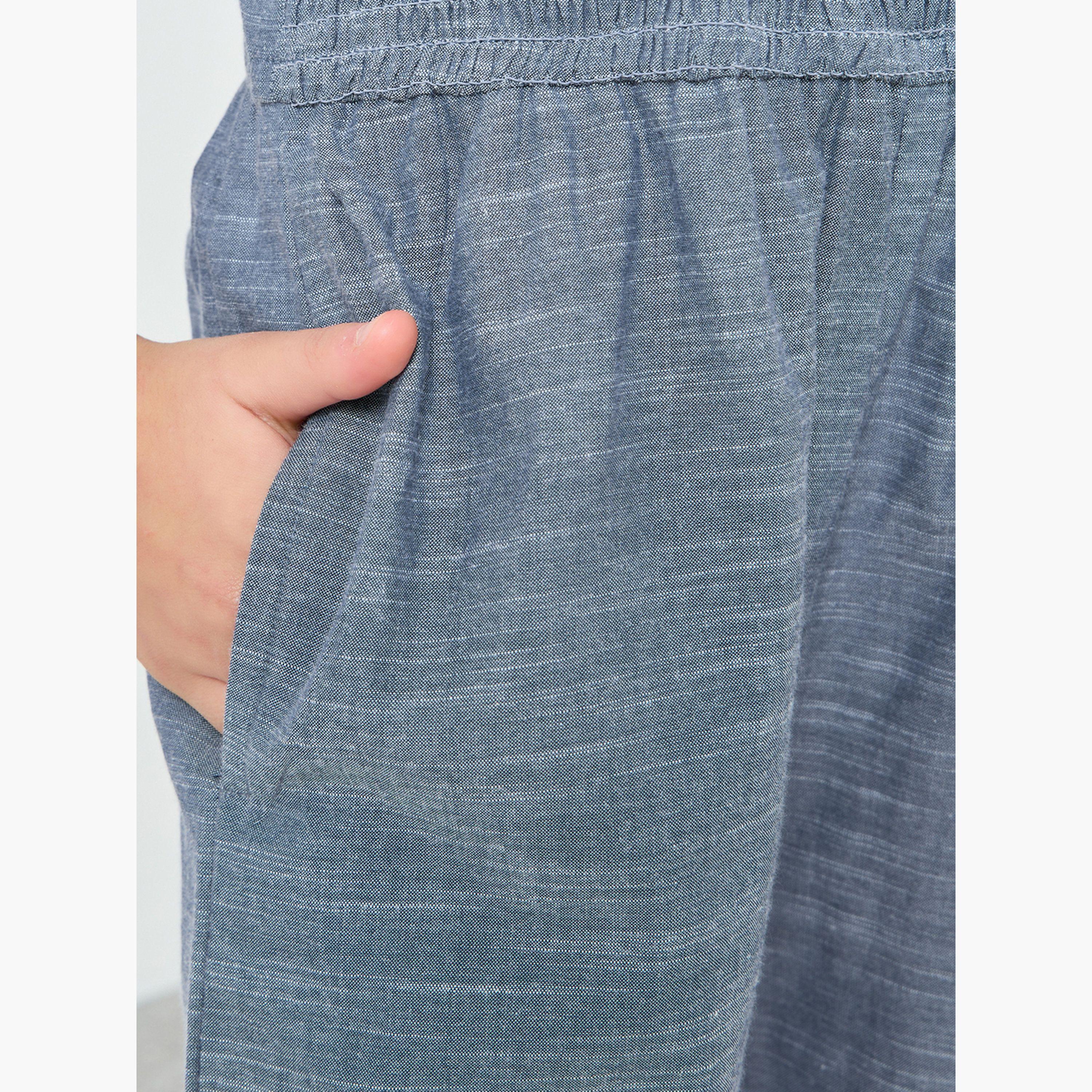 جمبسوت قطن أزرق بتفاصيل سموكنج-girls-clothing-dressesandjumpsuits-image-5