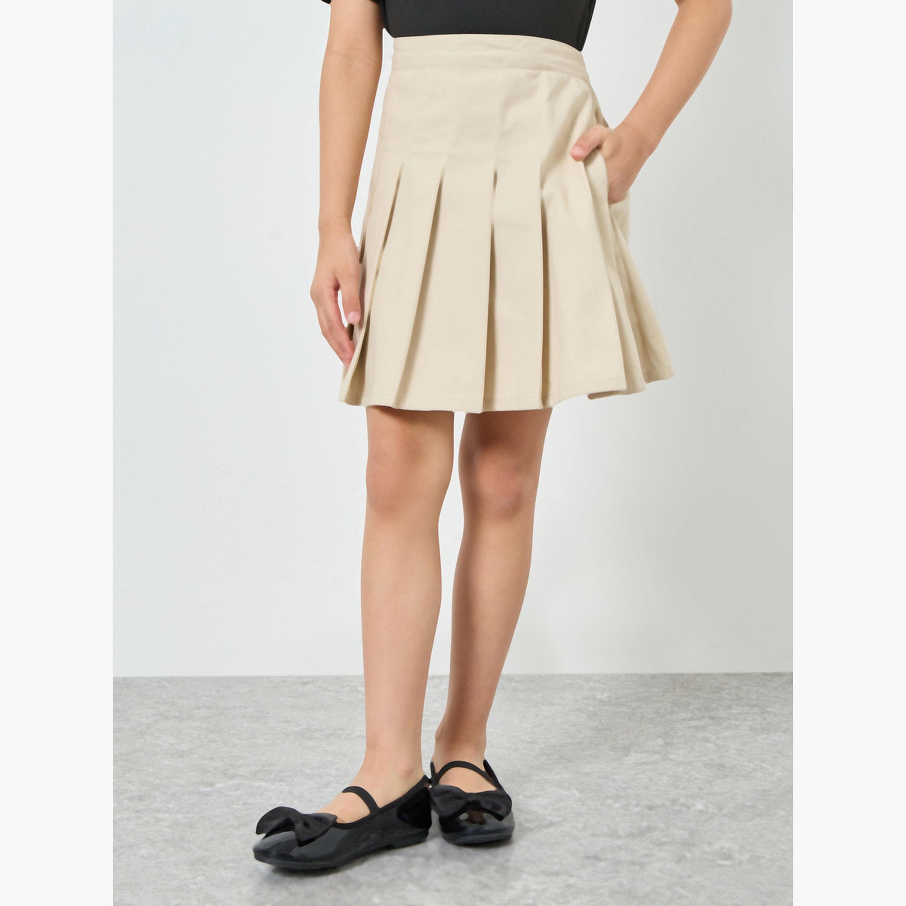 تنورة ميني قطن بكسرات-girls-clothing-bottoms-skirts-image-1