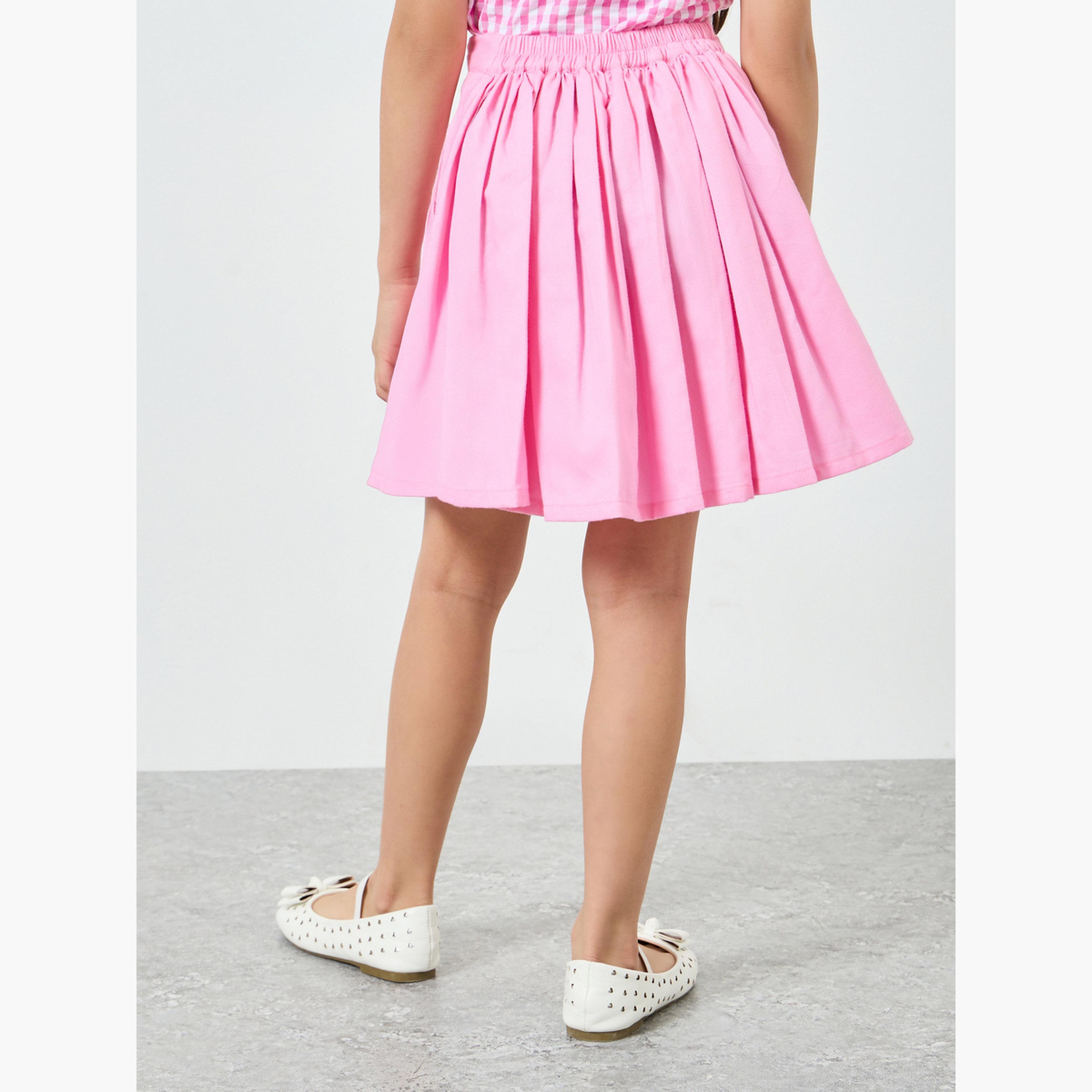 تنورة قصيرة قطن مزينة بكسرات-girls-clothing-bottoms-skirts-image-4
