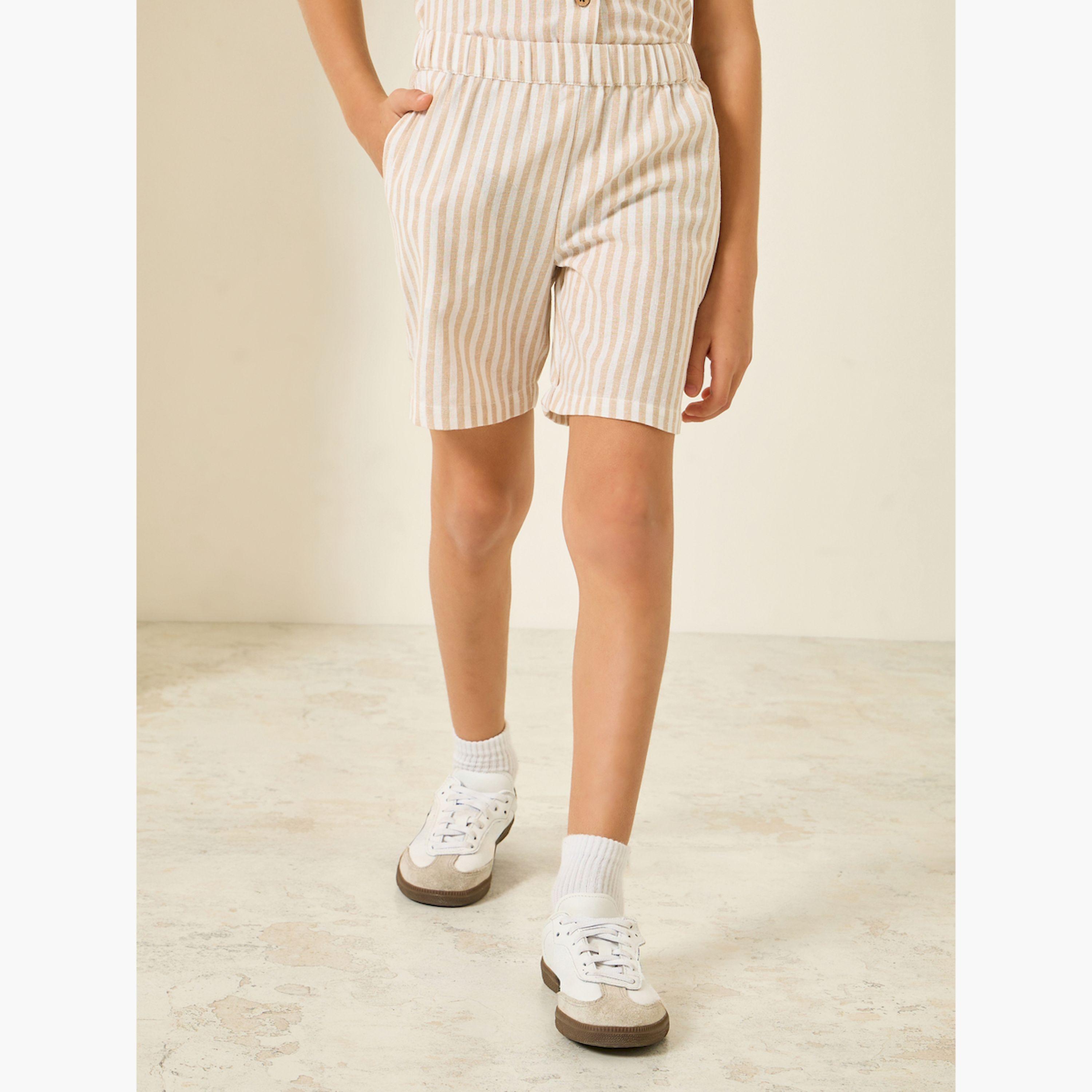 Styli Boys Beige Striped Shirt and Shorts Set-boys-clothing-setsandcoords-image-4