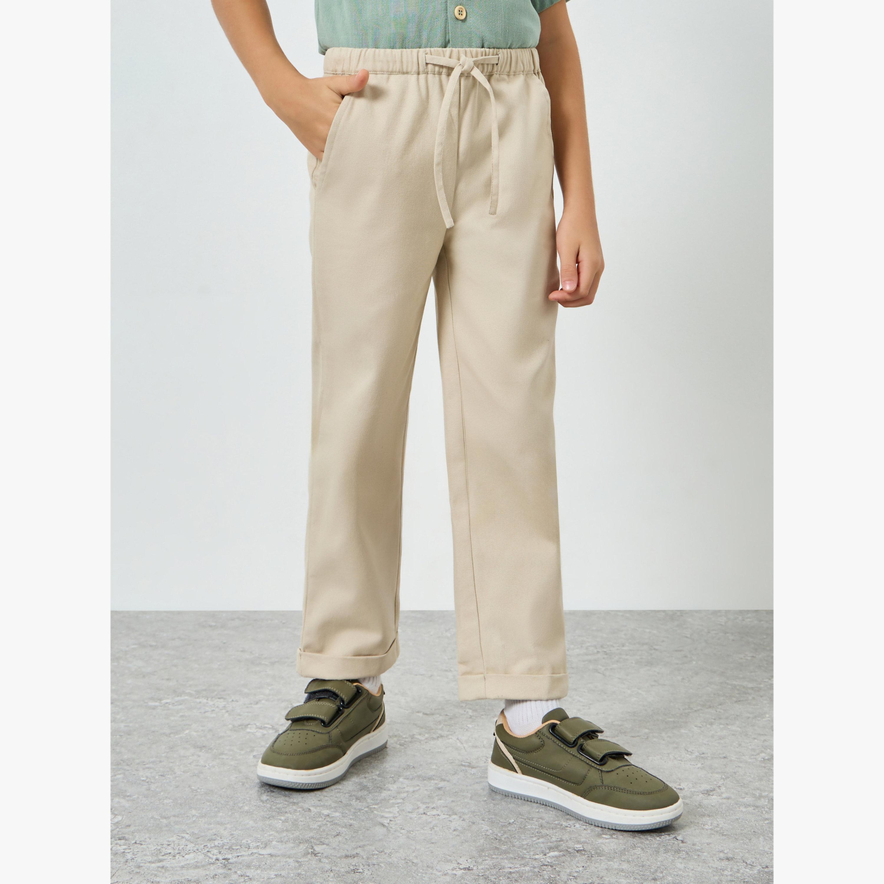 Styli Boys Beige Cotton Drawstring Pants-boys-clothing-bottoms-trousers-image-1