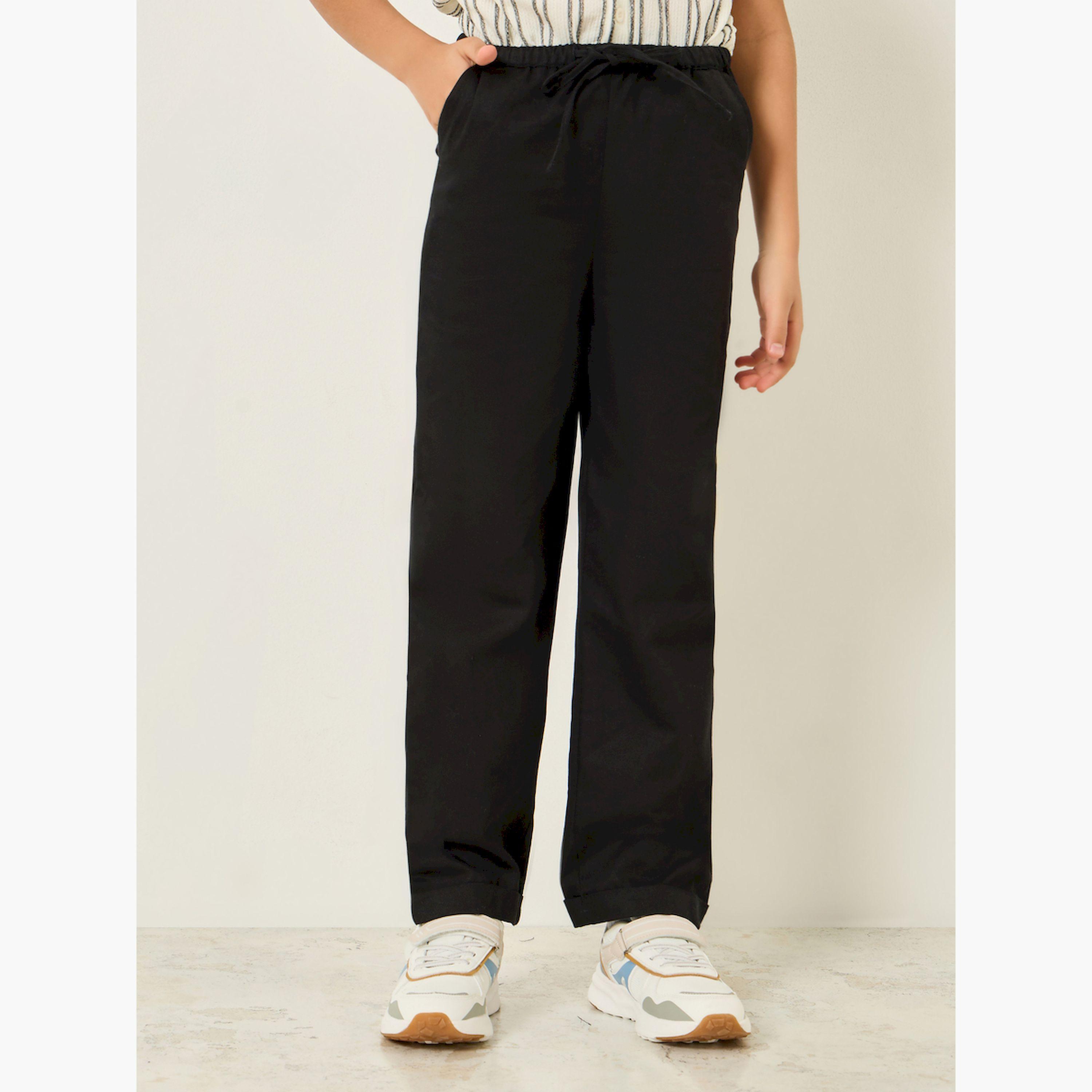 Styli Boys Black Cotton Drawstring Pants-boys-clothing-bottoms-joggersandtrackpants-image-1