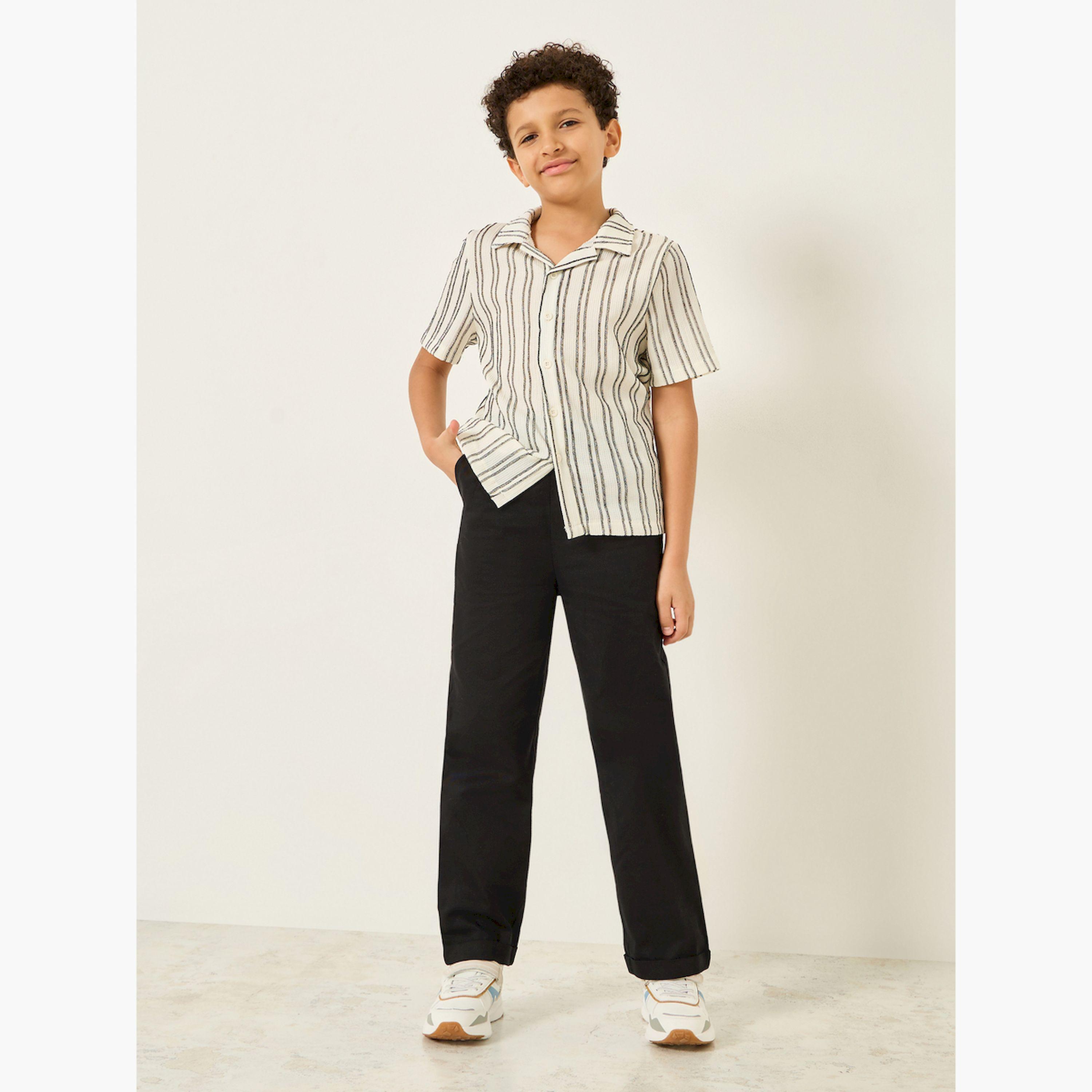 Styli Boys Black Cotton Drawstring Pants-boys-clothing-bottoms-joggersandtrackpants-image-2