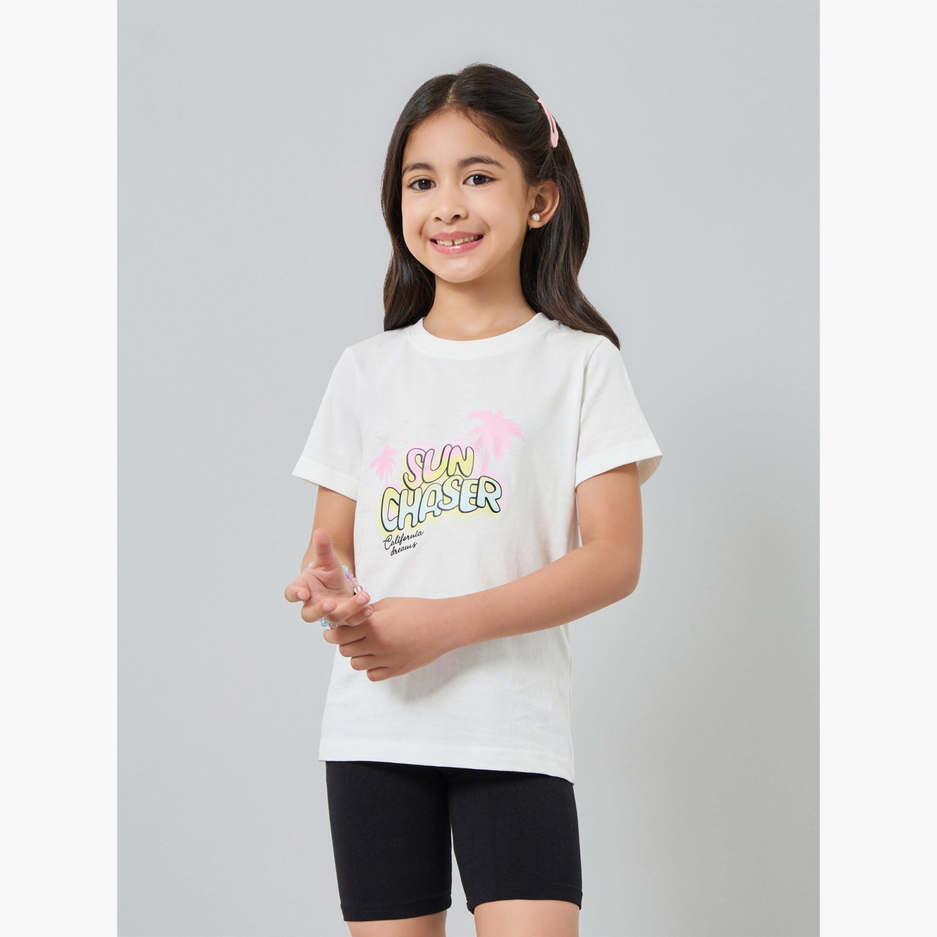 طقم شورت ركوب دراجات وتيشيرت جرافيك للبنات-girls-clothing-setsandcoords-image-1
