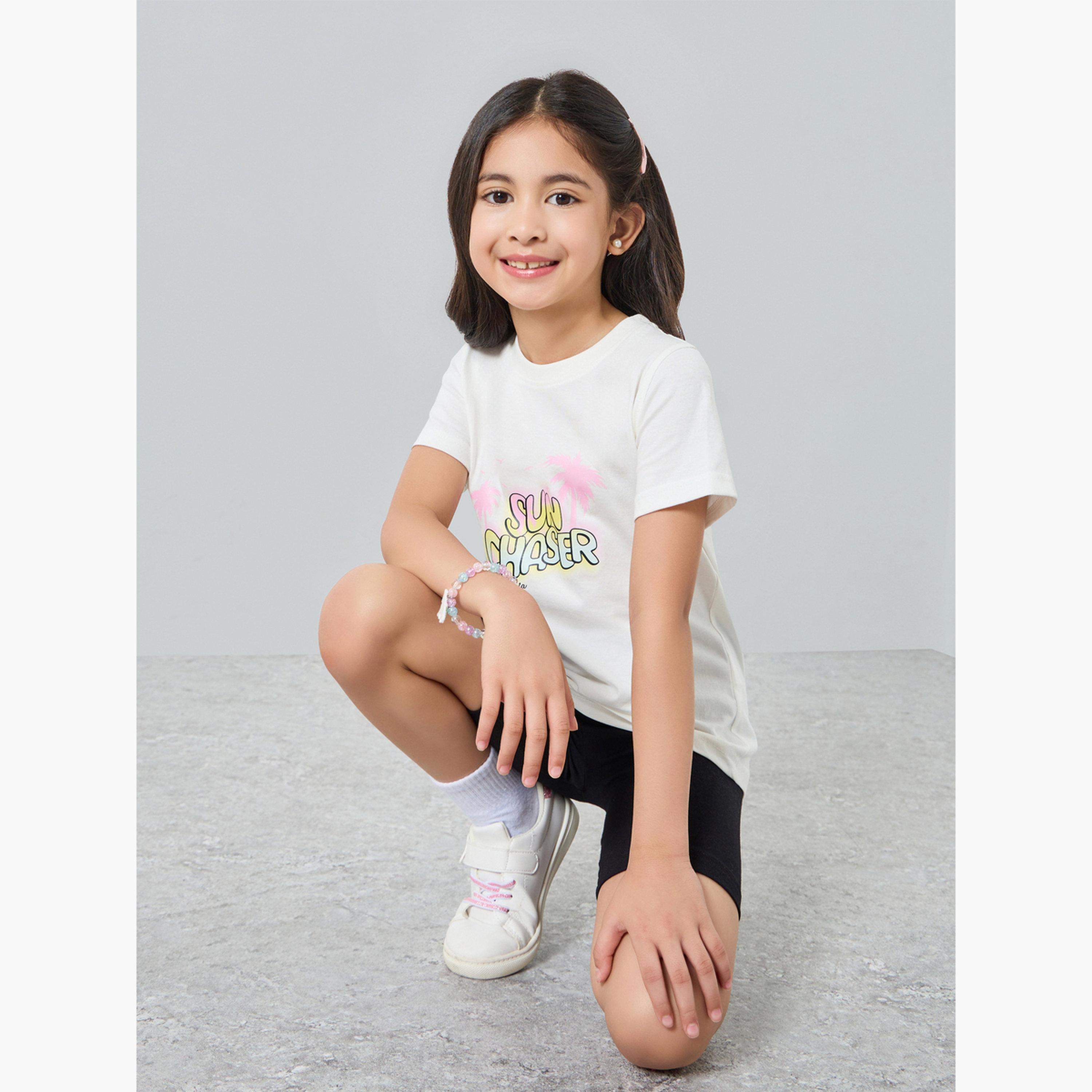 Styli Girls Graphic T-Shirt and Cycling Shorts Set-girls-clothing-setsandcoords-image-3