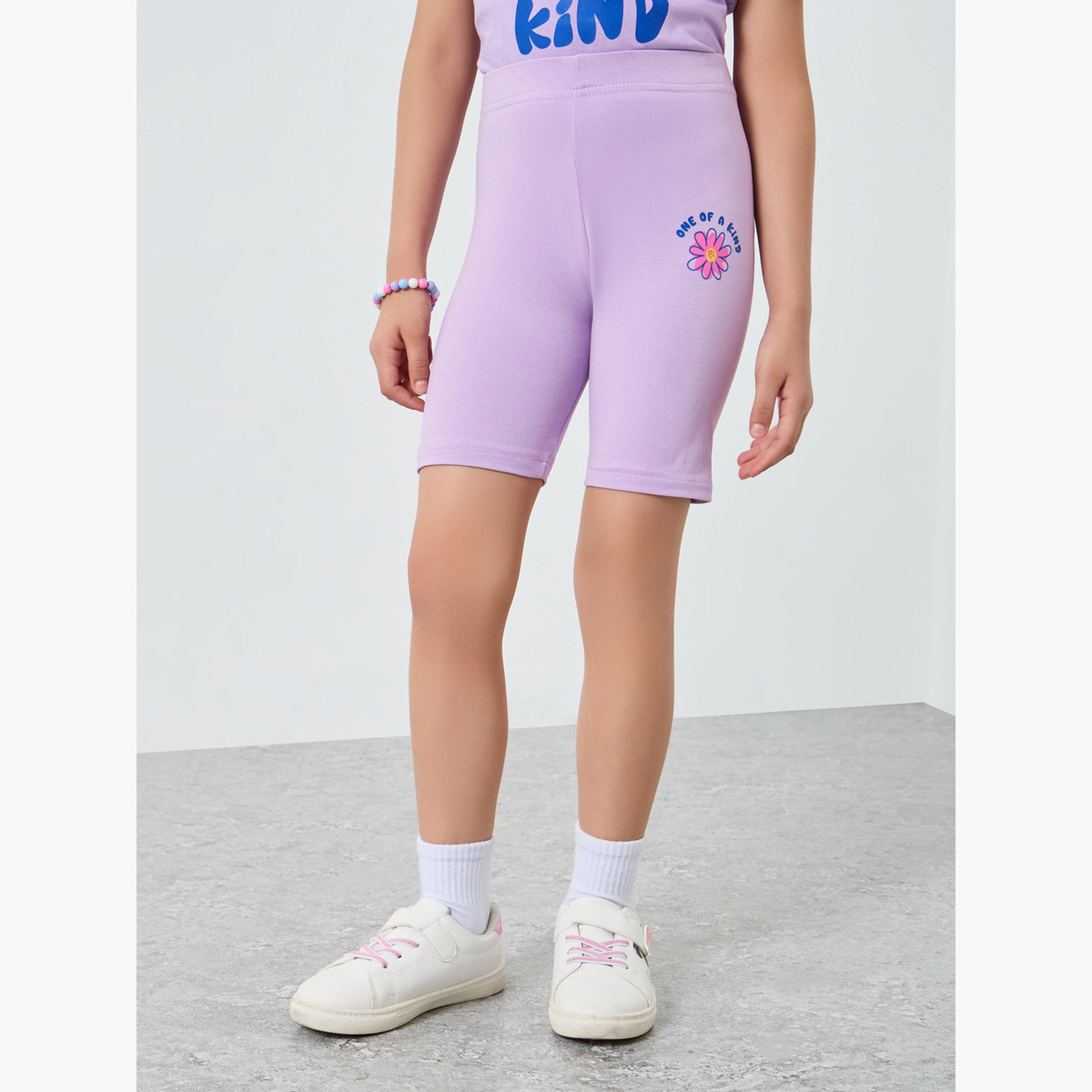 Styli Girls Lilac Graphic T-Shirt and Cycling Shorts Set-girls-clothing-setsandcoords-image-5