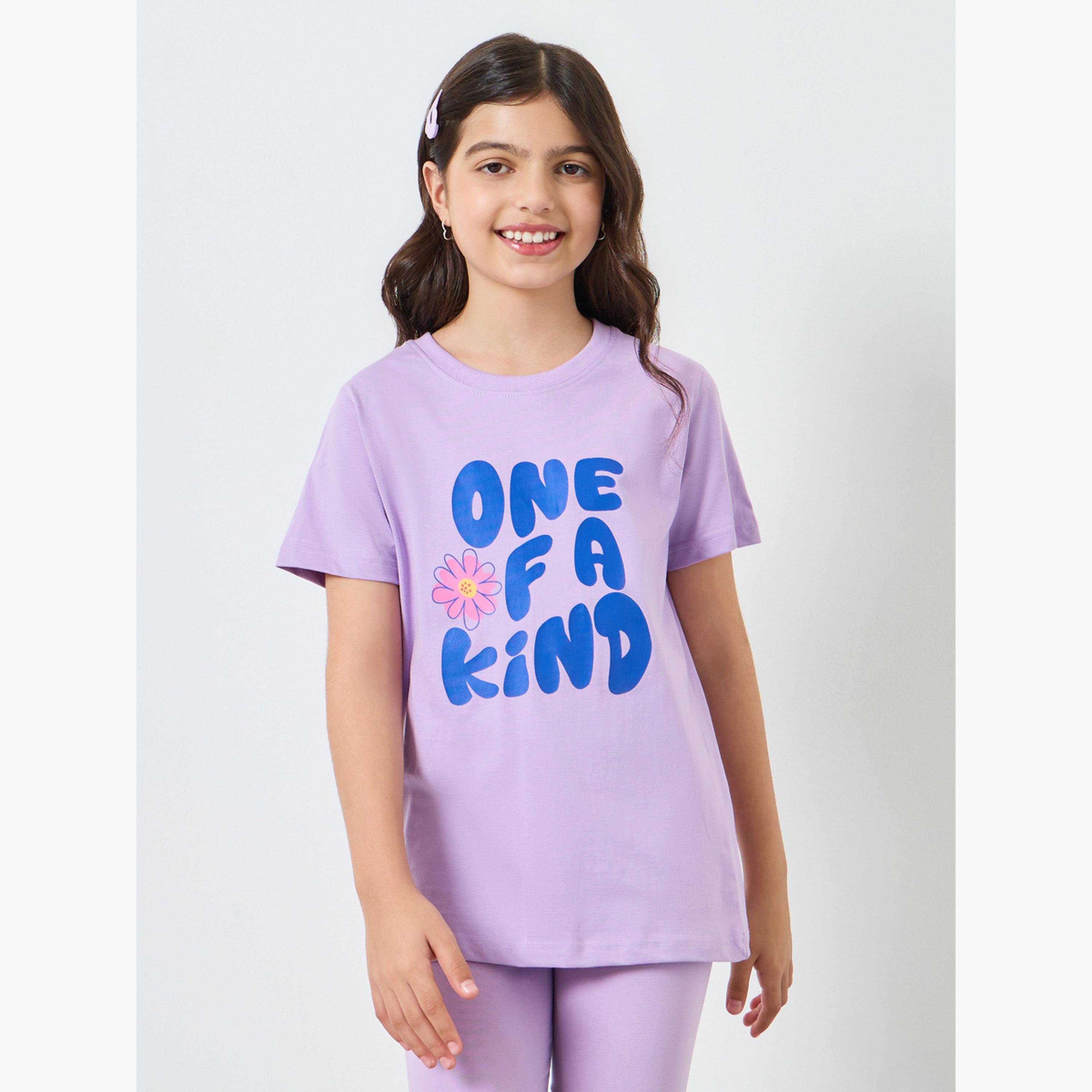 طقم شورت ركوب دراجات وتيشيرت جرافيك للبنات-girls-clothing-setsandcoords-image-2