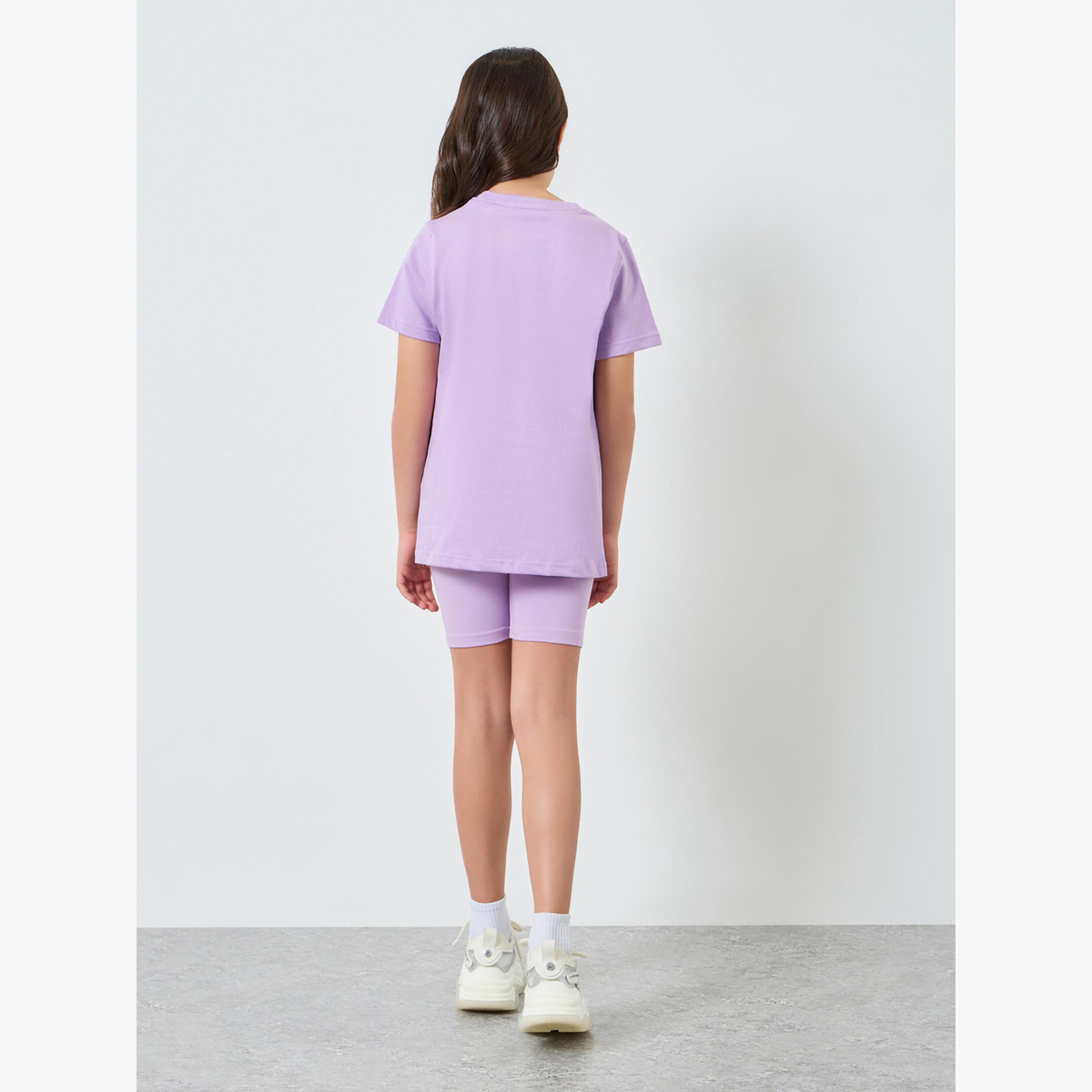 طقم شورت ركوب دراجات وتيشيرت جرافيك للبنات-girls-clothing-setsandcoords-image-3