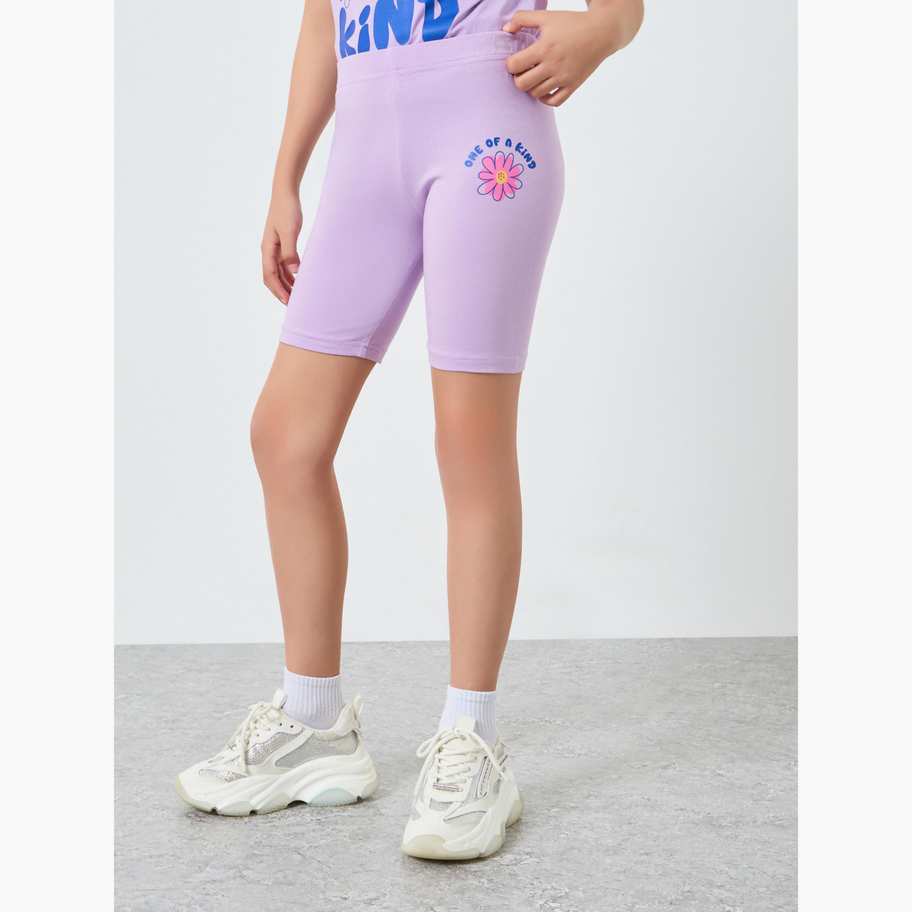 طقم شورت ركوب دراجات وتيشيرت جرافيك للبنات-girls-clothing-setsandcoords-image-4