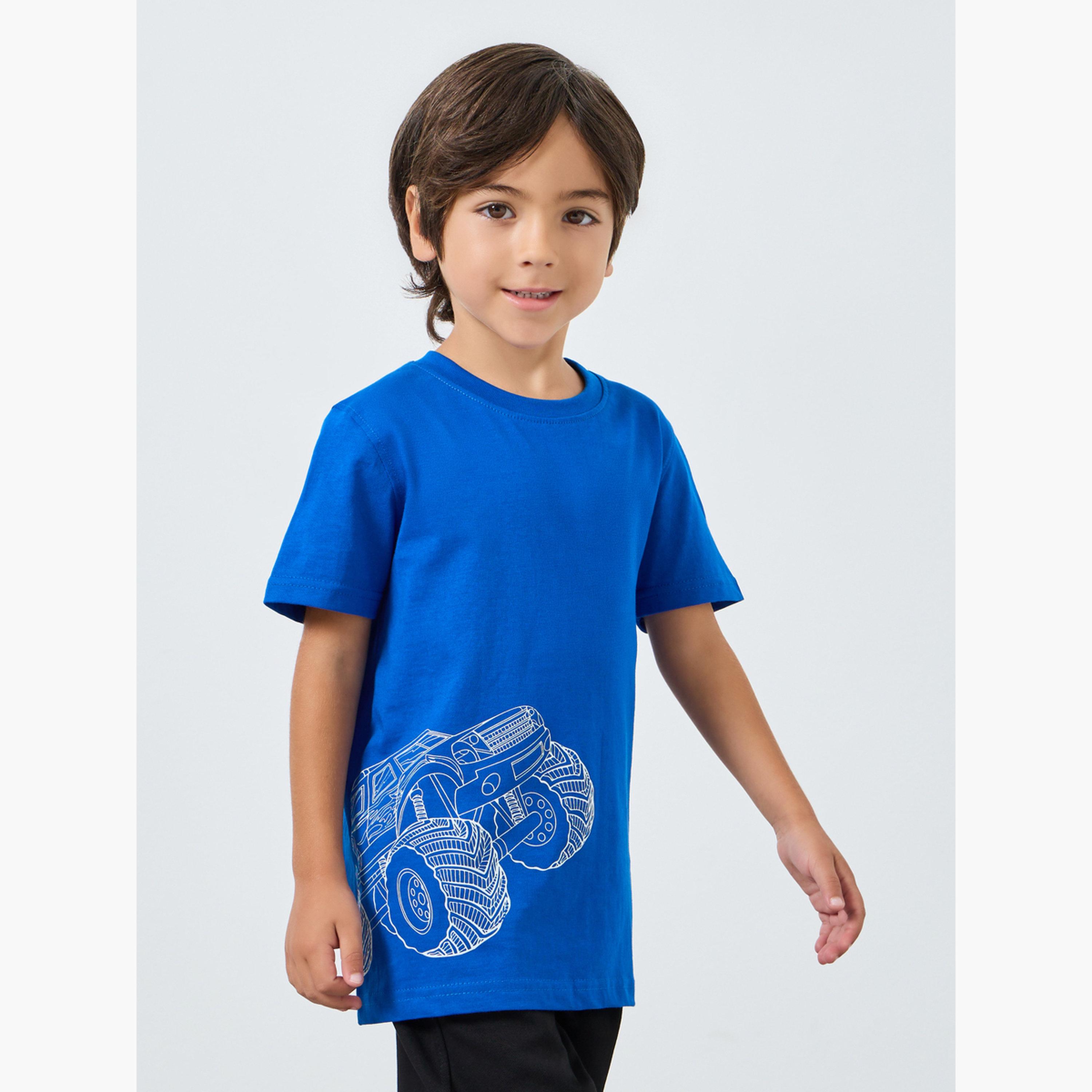 Styli Boys Blue Cotton Monster Truck Graphic T-Shirt-boys-clothing-tshirtsandpolos-image-1