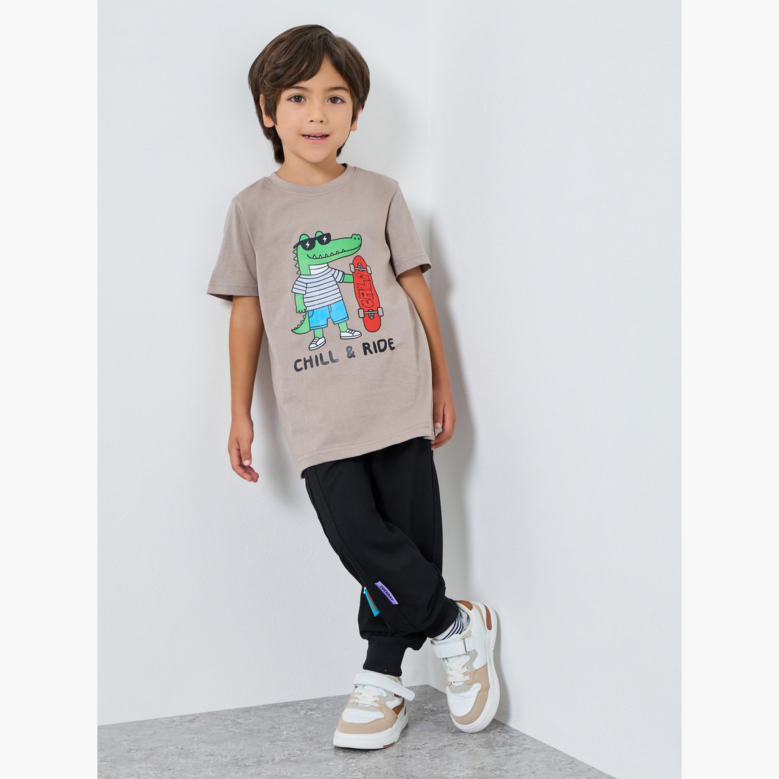 Styli Boys Grey Cotton Graphic T-Shirt-boys-clothing-tshirtsandpolos-image-2