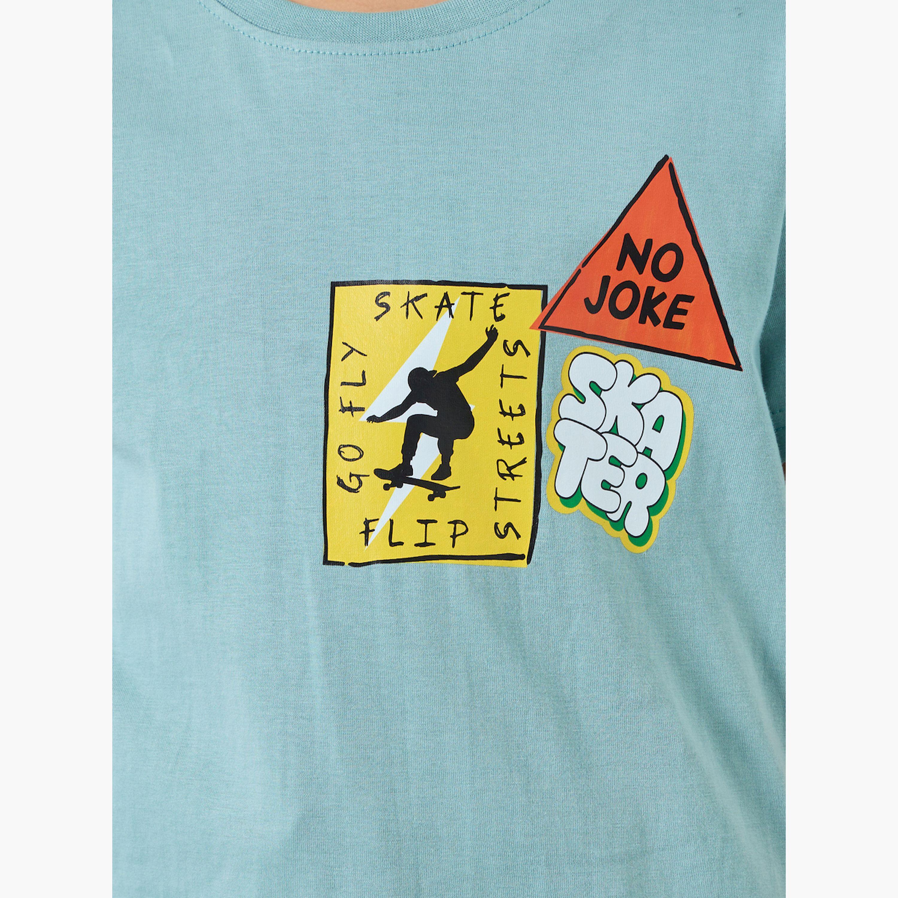 Styli Boys Blue Cotton Graphic Print T-Shirt-boys-clothing-tshirtsandpolos-image-5