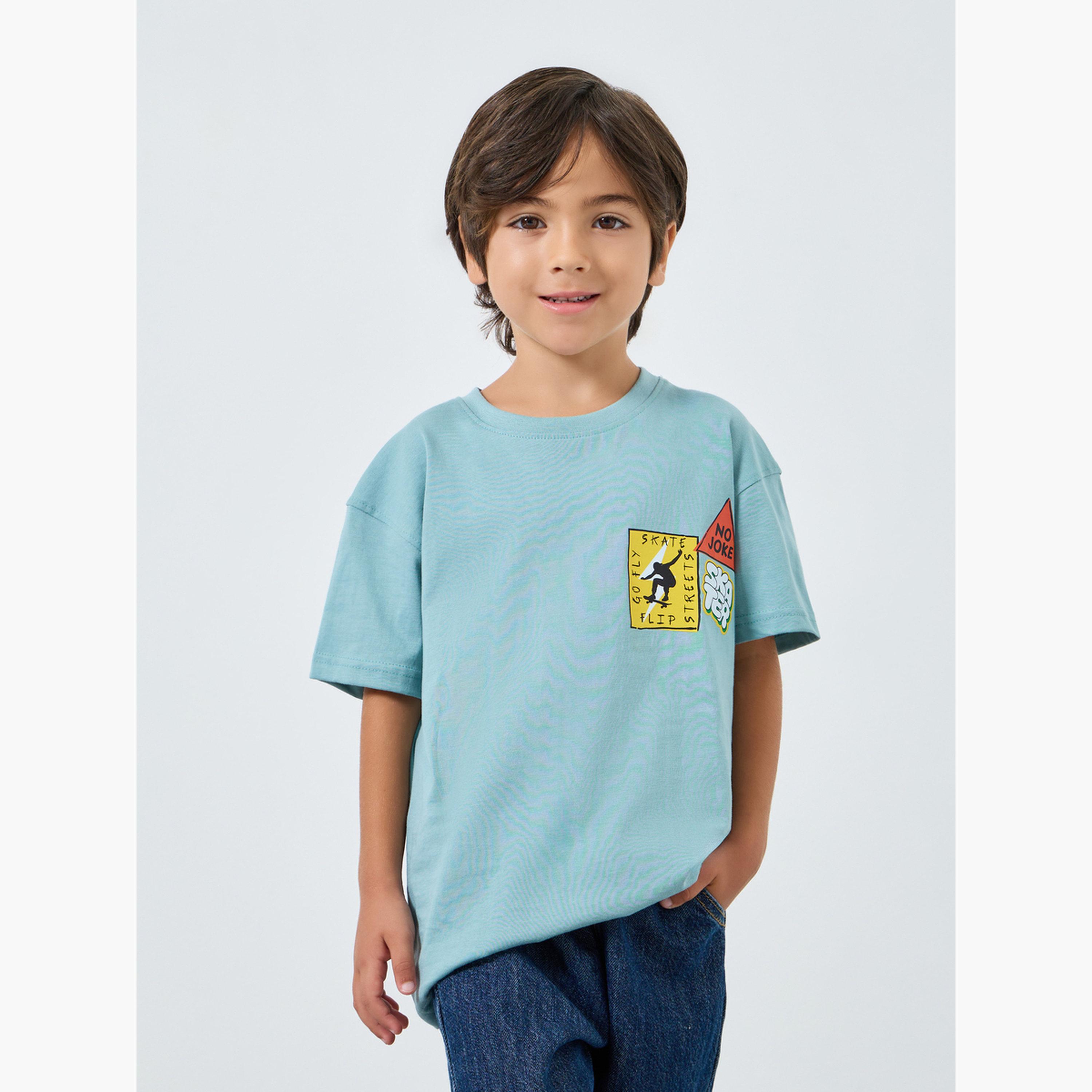 Styli Boys Blue Graphic Print Oversized T-Shirt-boys-clothing-tshirtsandpolos-image-3