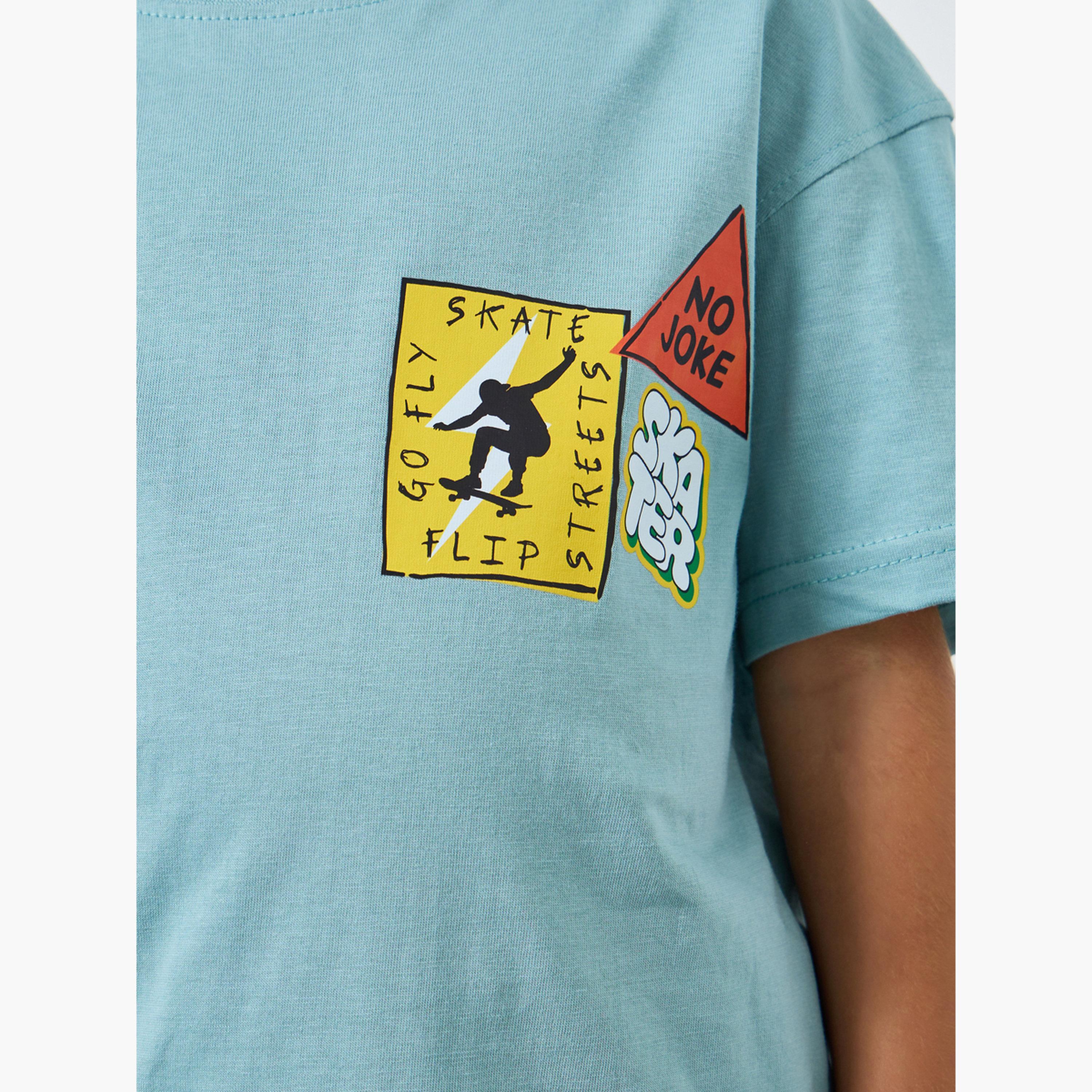 Styli Boys Blue Graphic Print Oversized T-Shirt-boys-clothing-tshirtsandpolos-image-4