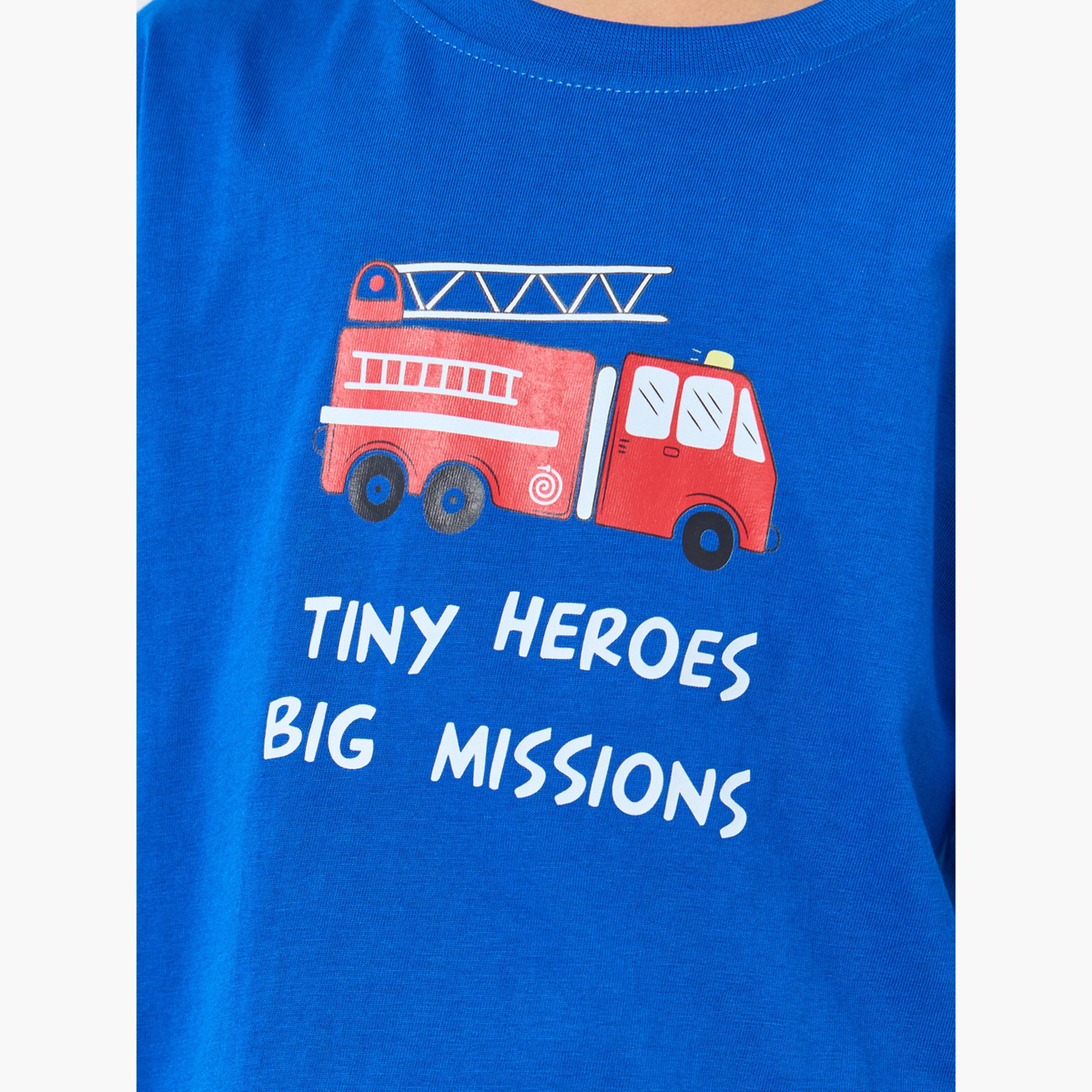 Styli Boys Blue Fire Station Graphic Oversized T-Shirt-boys-clothing-tshirtsandpolos-image-4