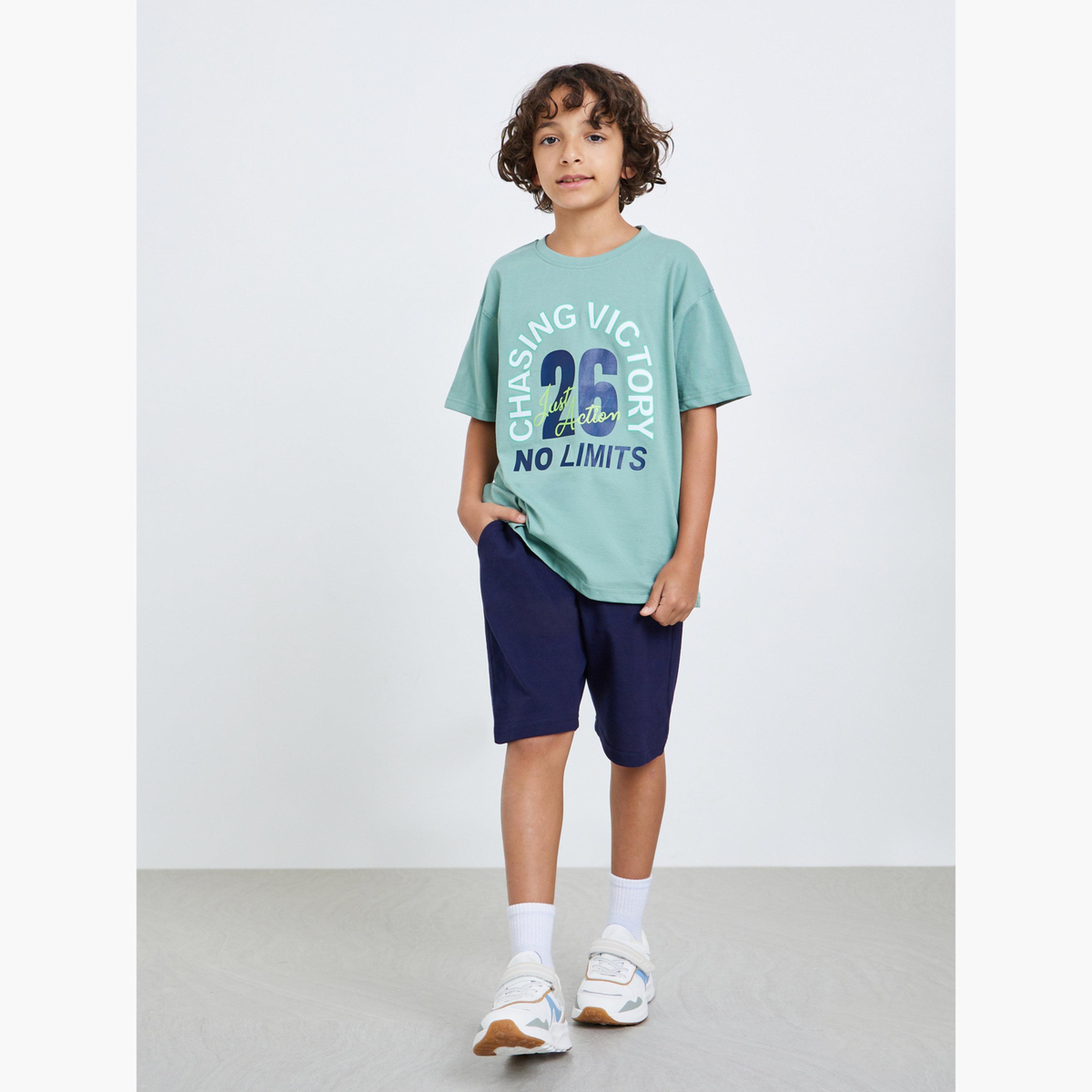 Styli Boys Green Graphic Print Oversized T-Shirt-boys-clothing-tshirtsandpolos-image-2