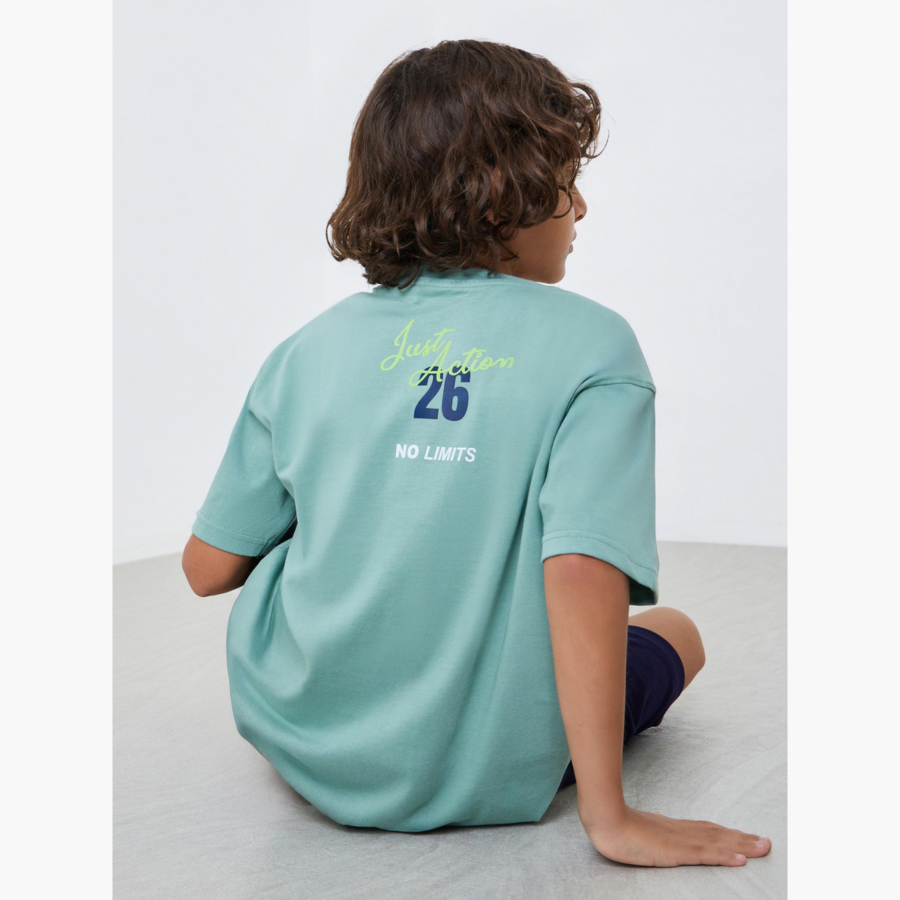 Styli Boys Green Graphic Print Oversized T-Shirt-boys-clothing-tshirtsandpolos-image-3