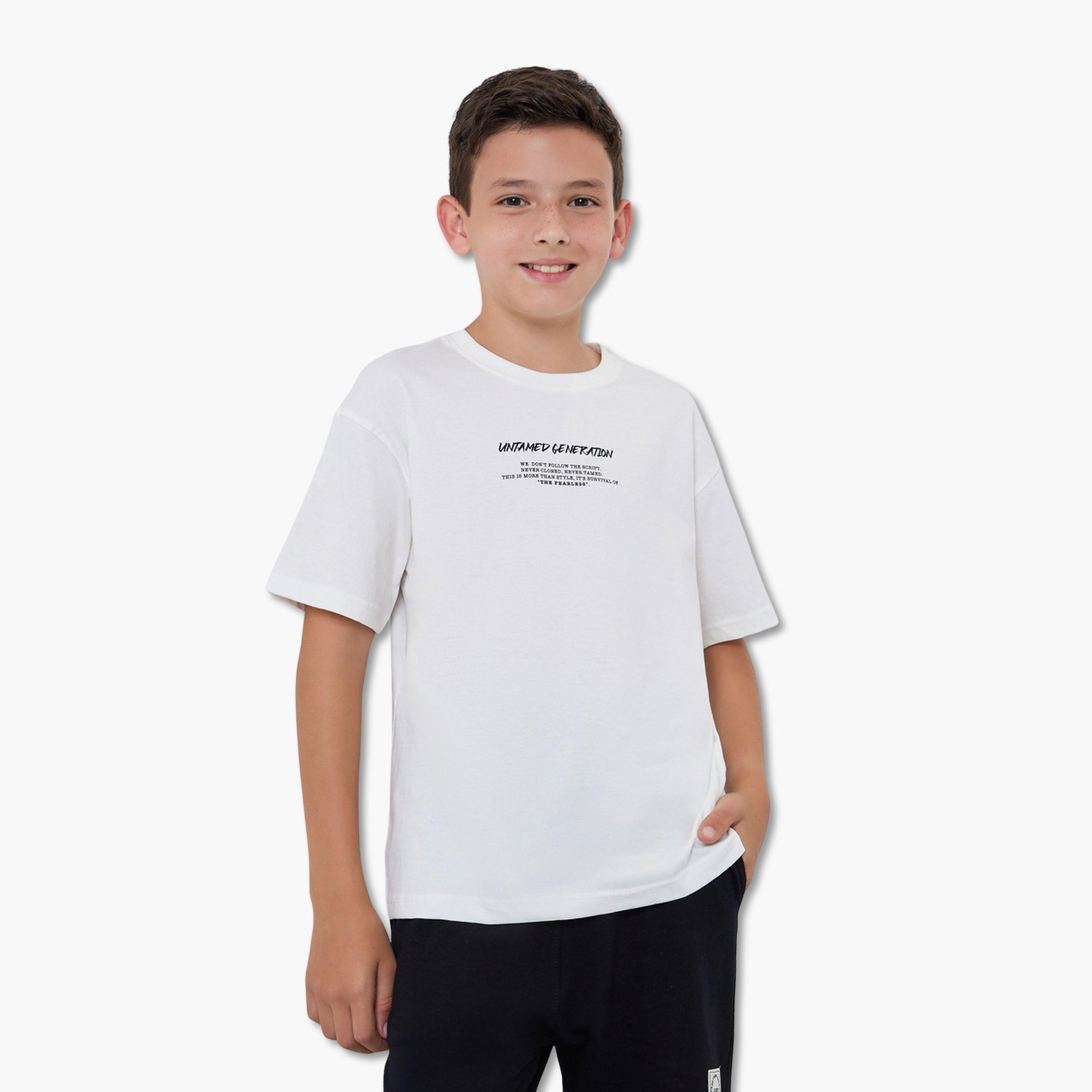 تيشيرت قطن بطبعة جرافيك للأولاد-boys-clothing-tshirtsandpolos-image-1