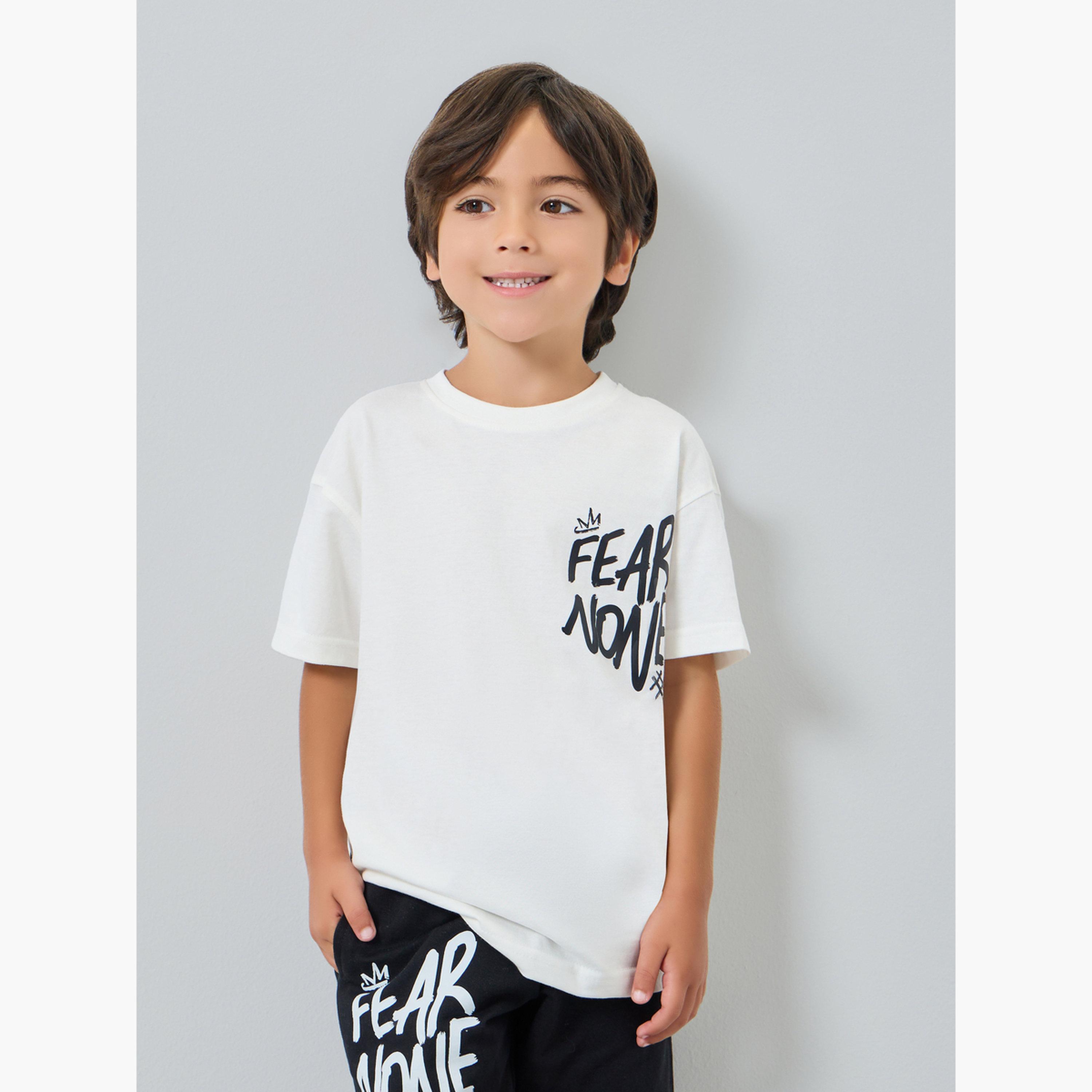 Styli Kids Off-White Cotton Graphic Print T-Shirt-boys-clothing-tshirtsandpolos-image-1