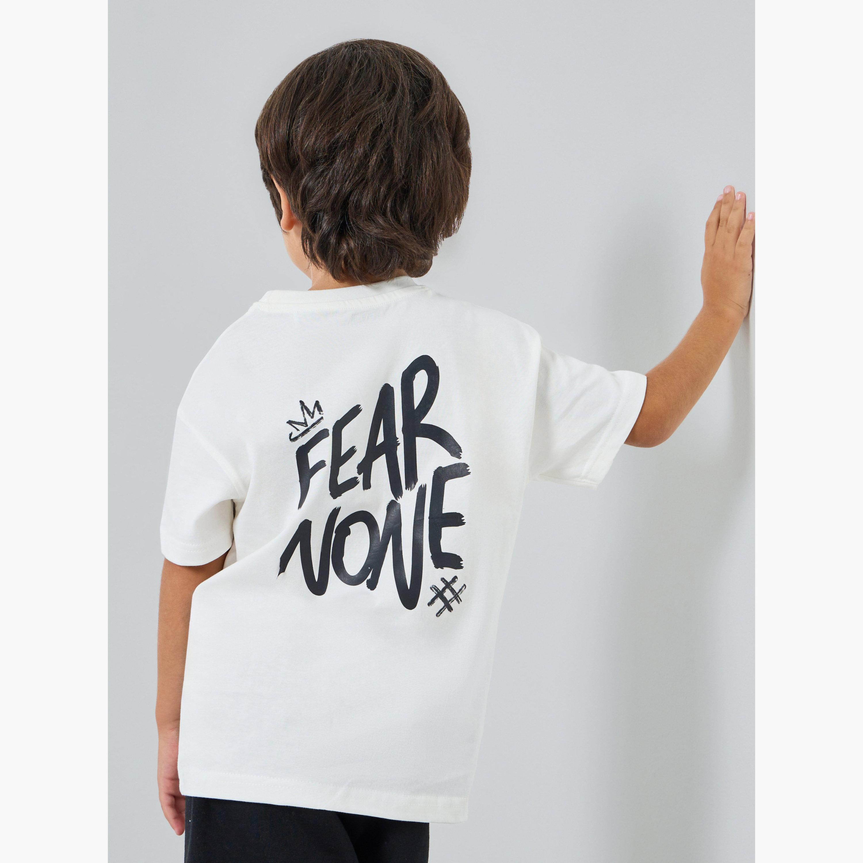 Styli Kids Off-White Cotton Graphic Print T-Shirt-boys-clothing-tshirtsandpolos-image-3