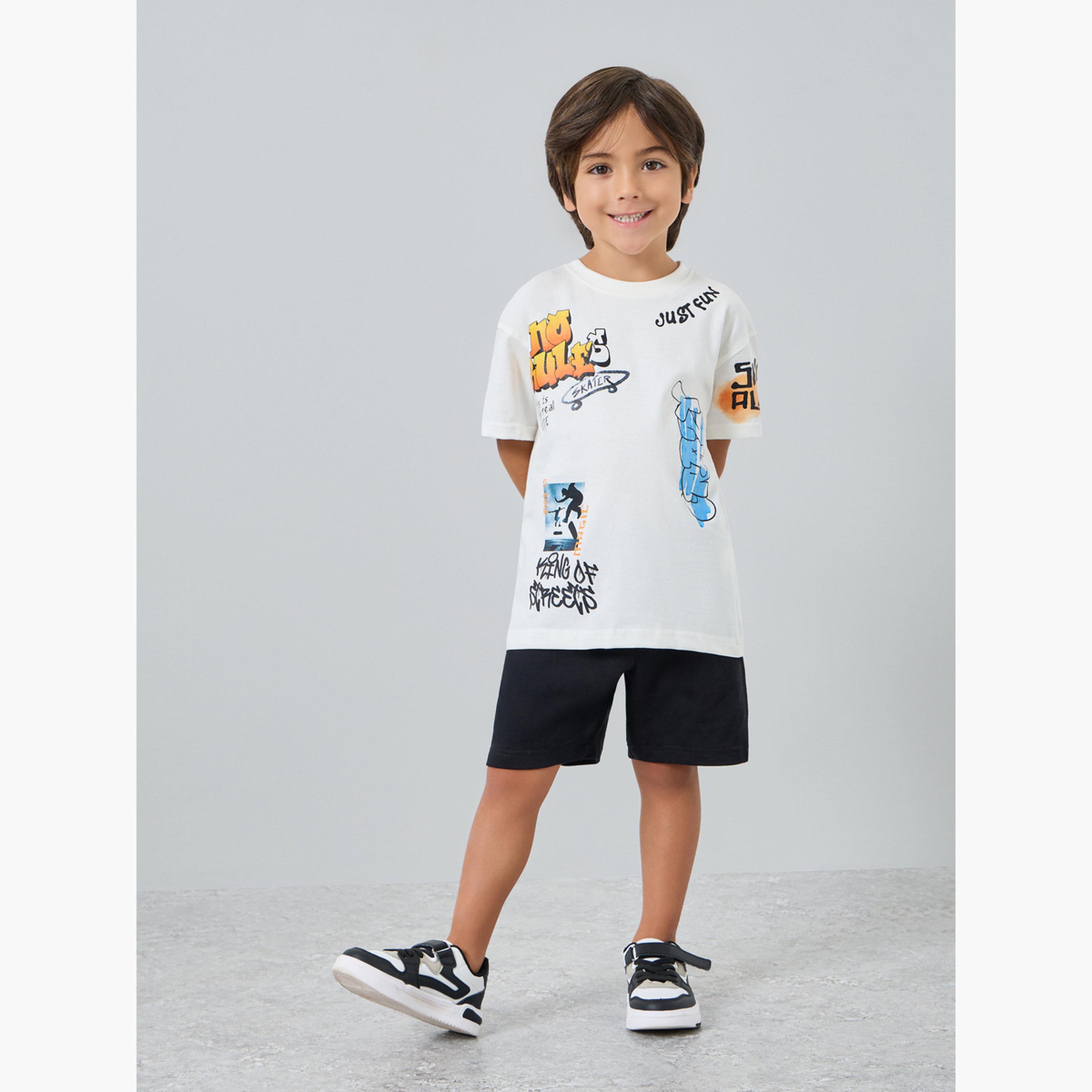 Styli Boys Off-White Graphic Print Oversized T-Shirt-boys-clothing-tshirtsandpolos-image-2