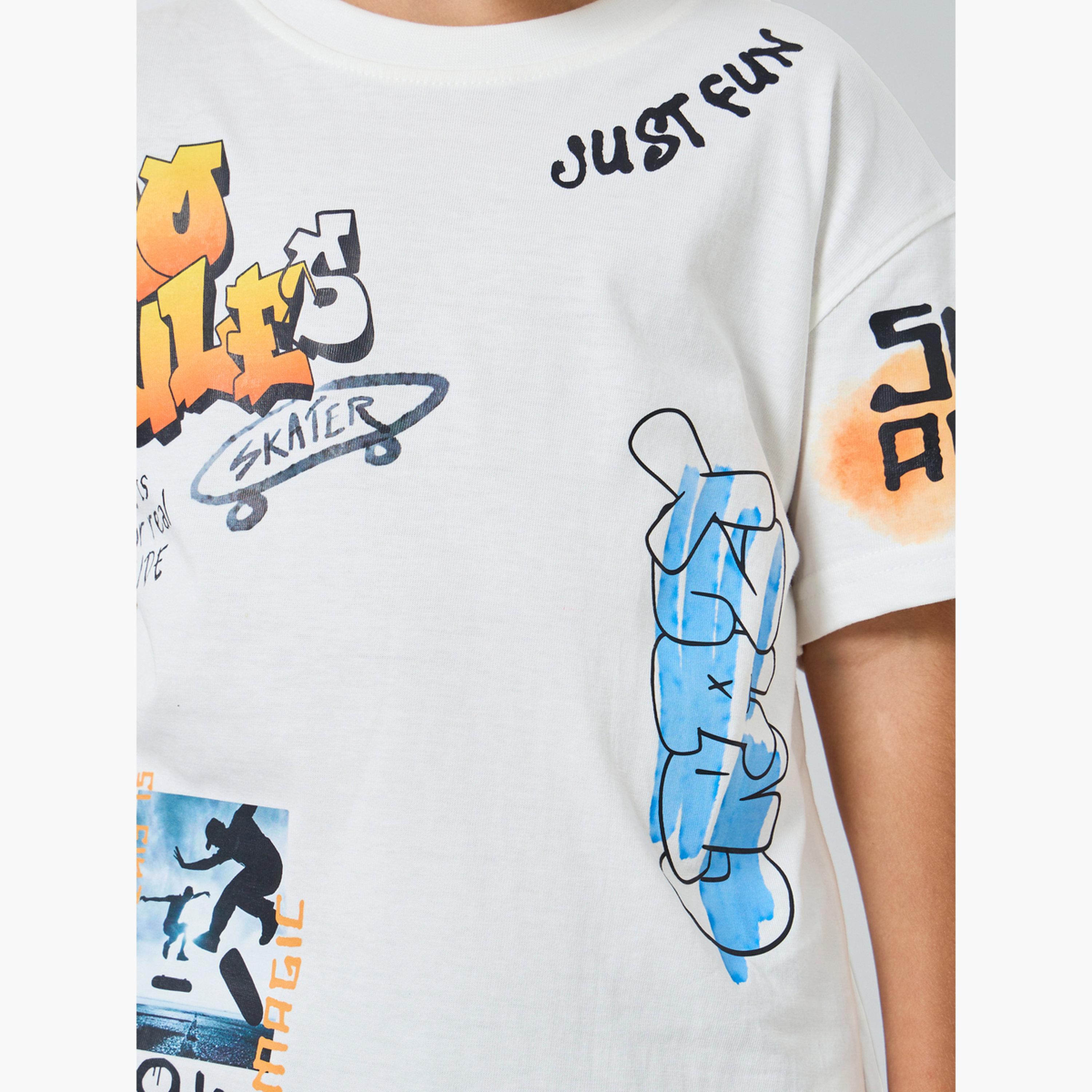 Styli Boys Off-White Graphic Print Oversized T-Shirt-boys-clothing-tshirtsandpolos-image-3