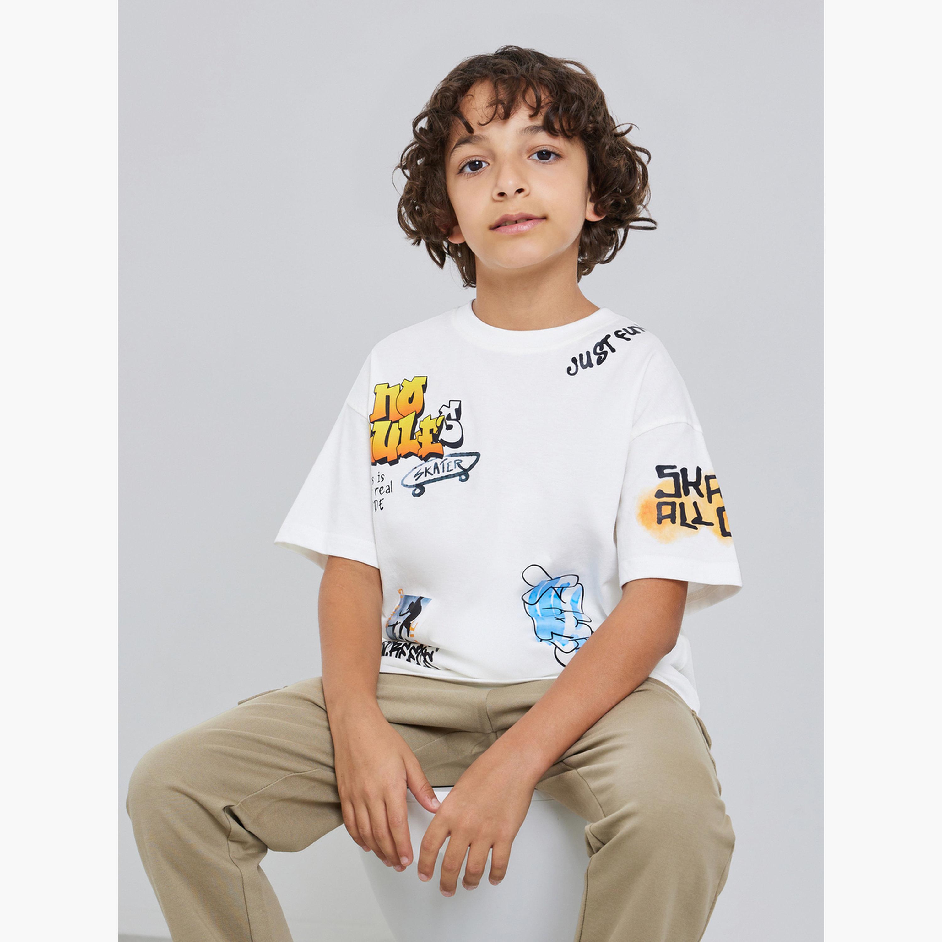 Styli Boys Off-White Graphic Print Oversized T-Shirt-boys-clothing-tshirtsandpolos-image-3