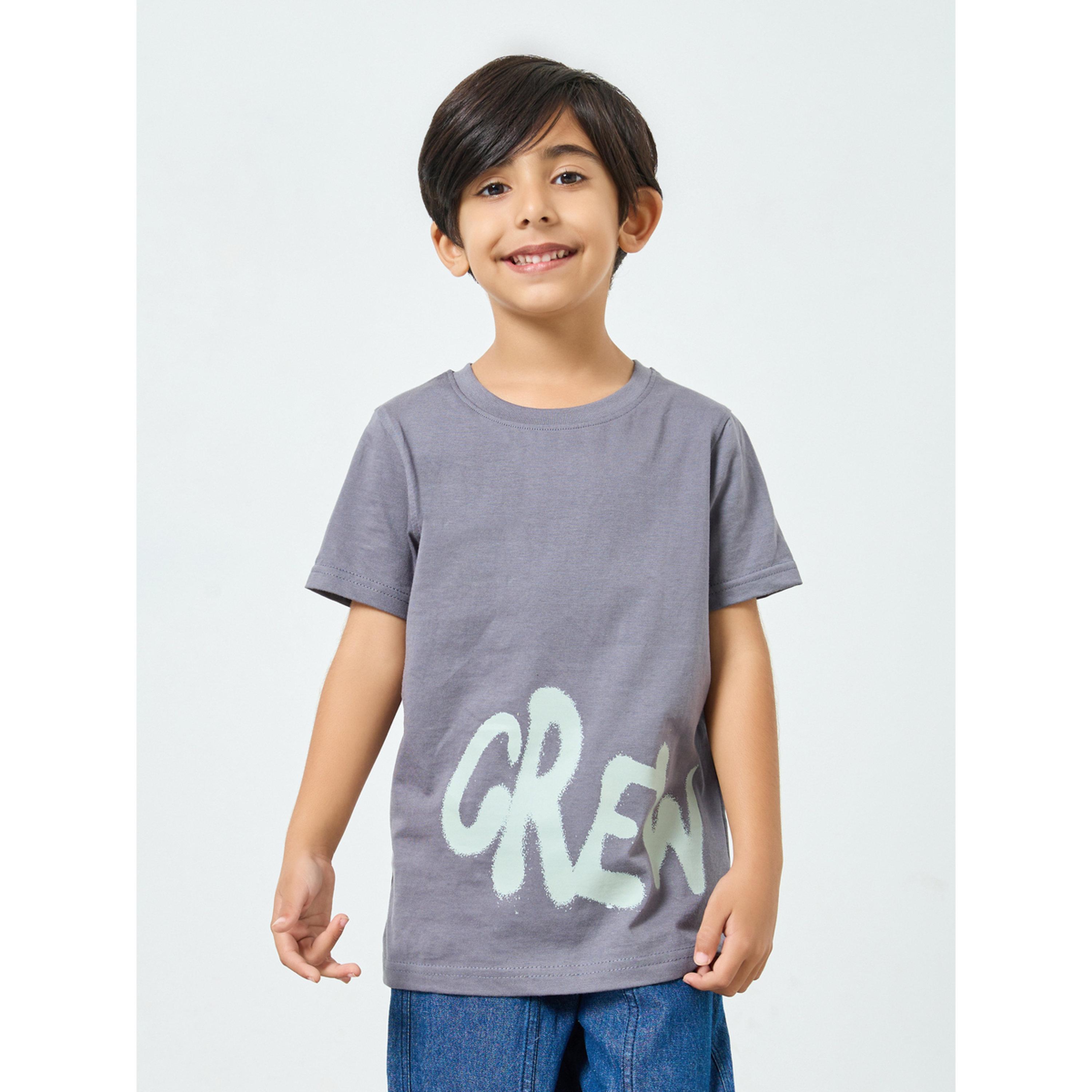 Styli Boys Grey Cotton Printed T-Shirt-boys-clothing-schoolwear-tshirtsandpolos-image-1