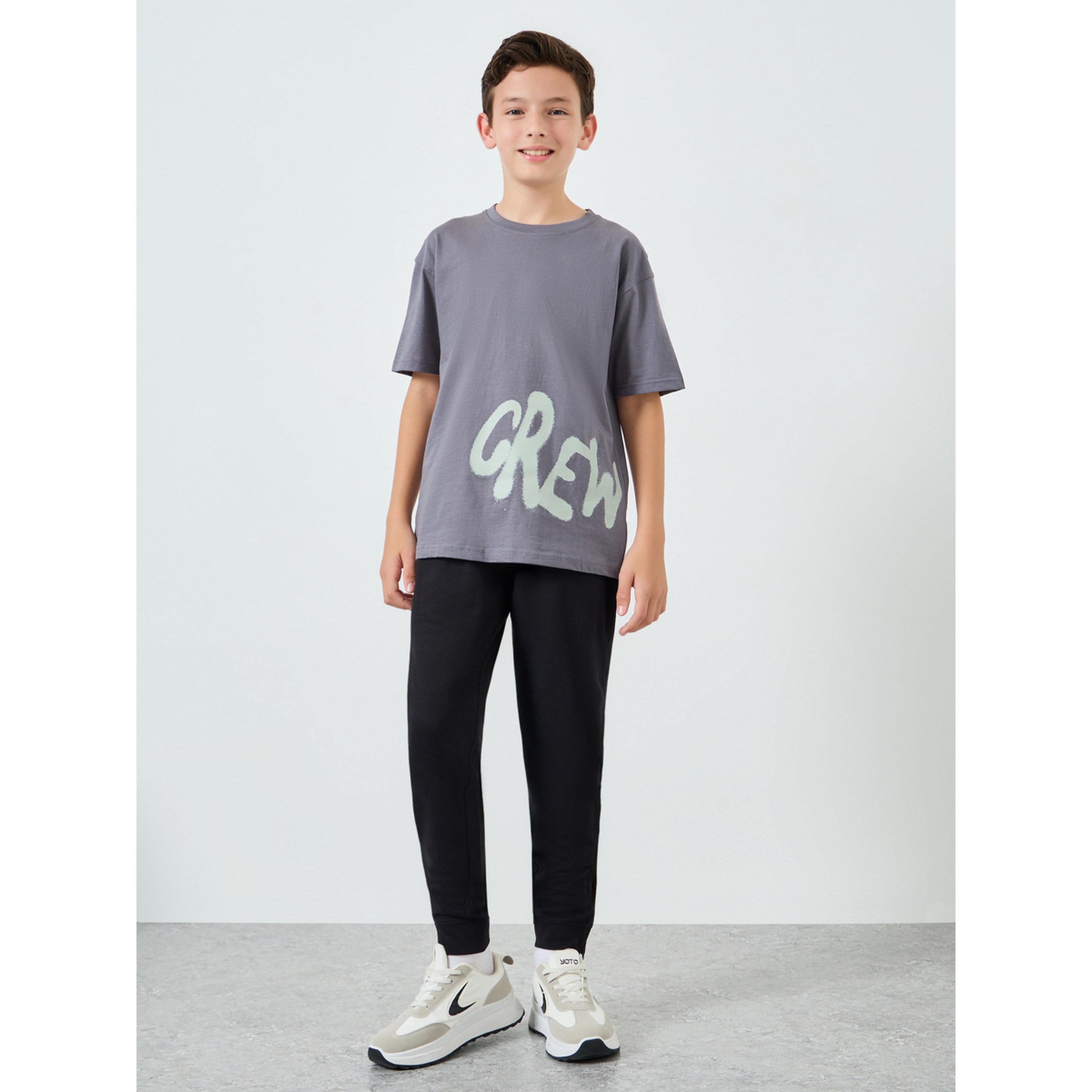 تيشيرت أولادي رمادي قطن بطبعة جرافيك وقصة واسعة-boys-clothing-schoolwear-tshirtsandpolos-image-2