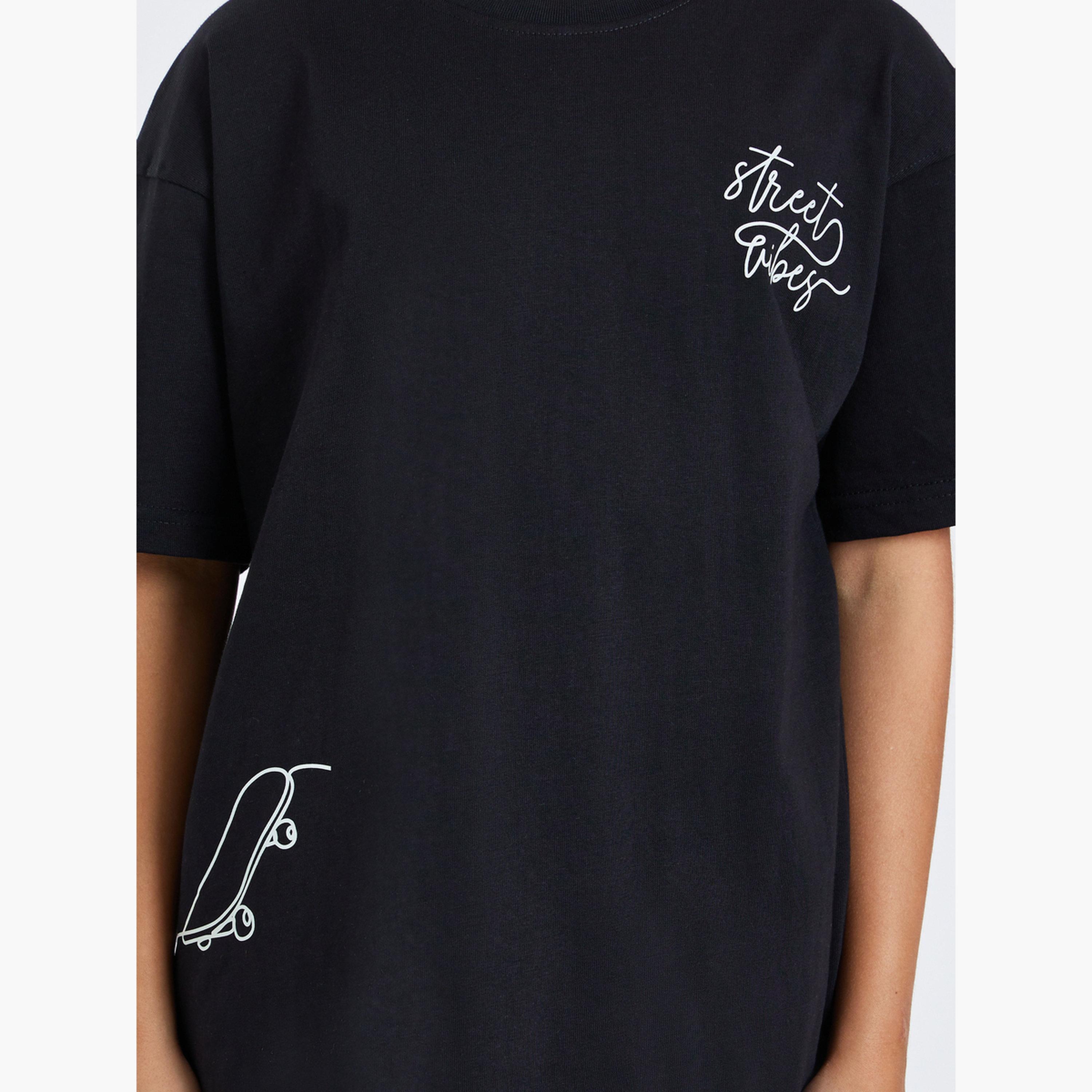 Styli Kids Black Skateboard Print Cotton T-Shirt-boys-clothing-tshirtsandpolos-image-3