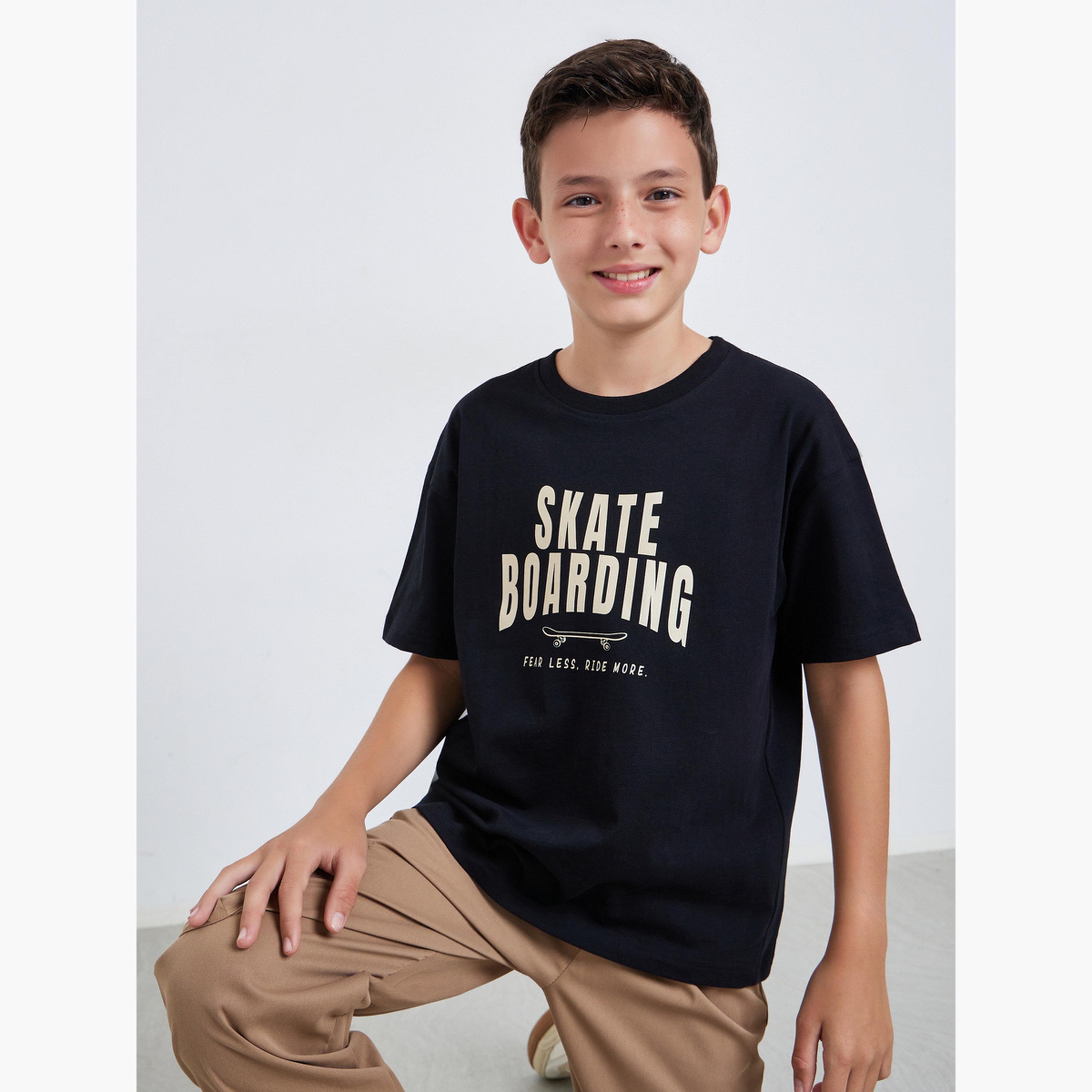 تيشيرت قطن بطبعة لوح تزلج-boys-clothing-tshirtsandpolos-image-2