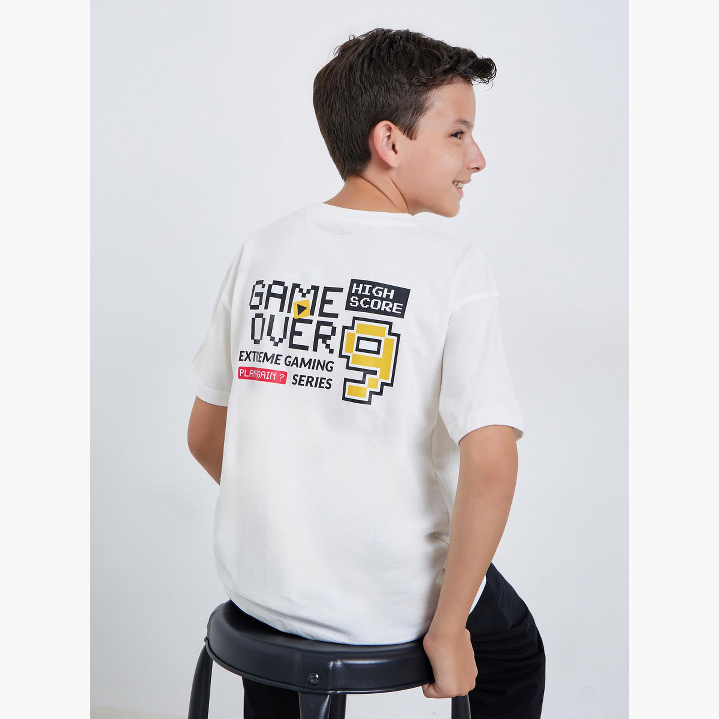 تيشيرت واسع بطبعة جرافيك وأكمام قصيرة-boys-clothing-tshirtsandpolos-image-3