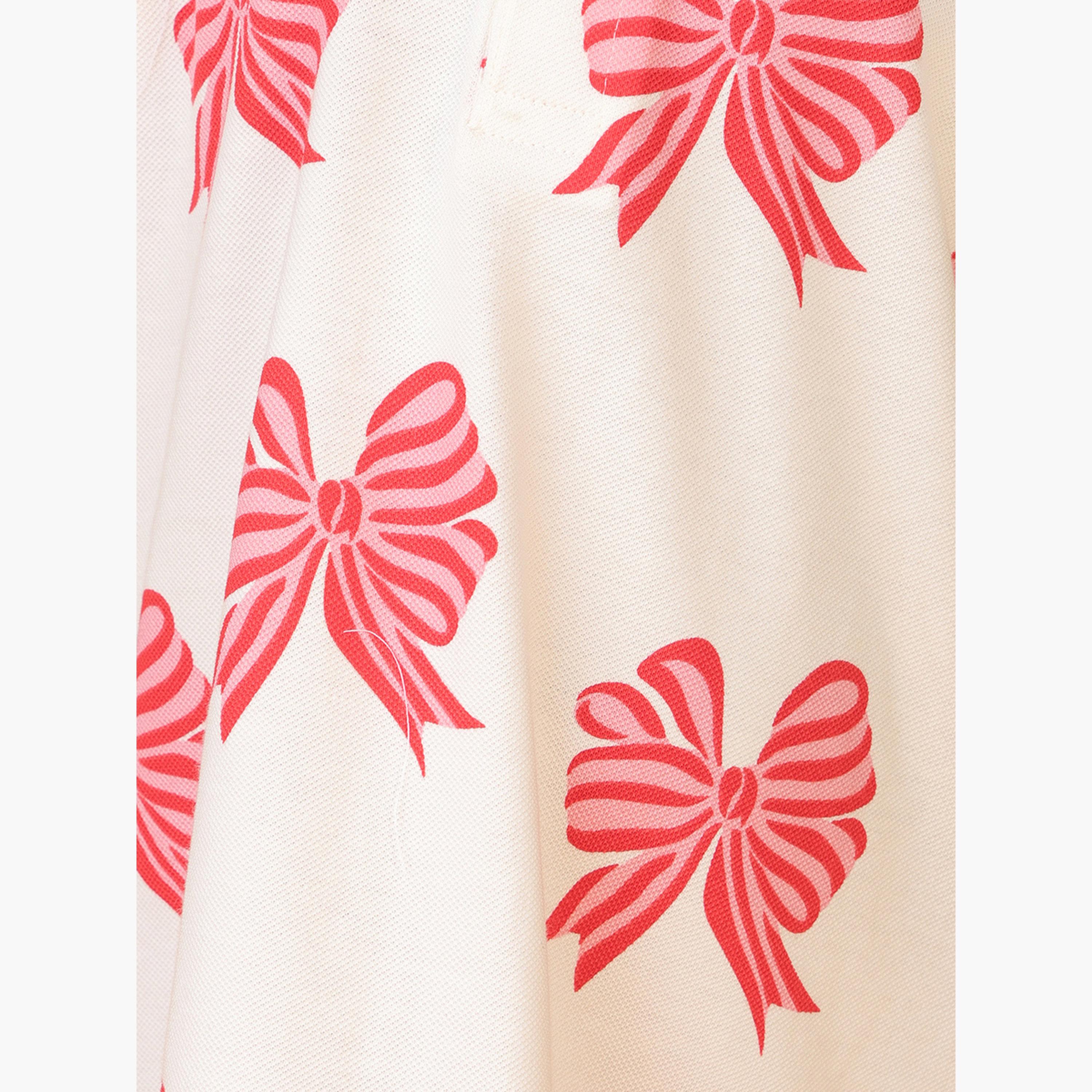 Anthrilo White Bow Pink Frill Hem Dress-girls-clothing-dressesandjumpsuits-image-4