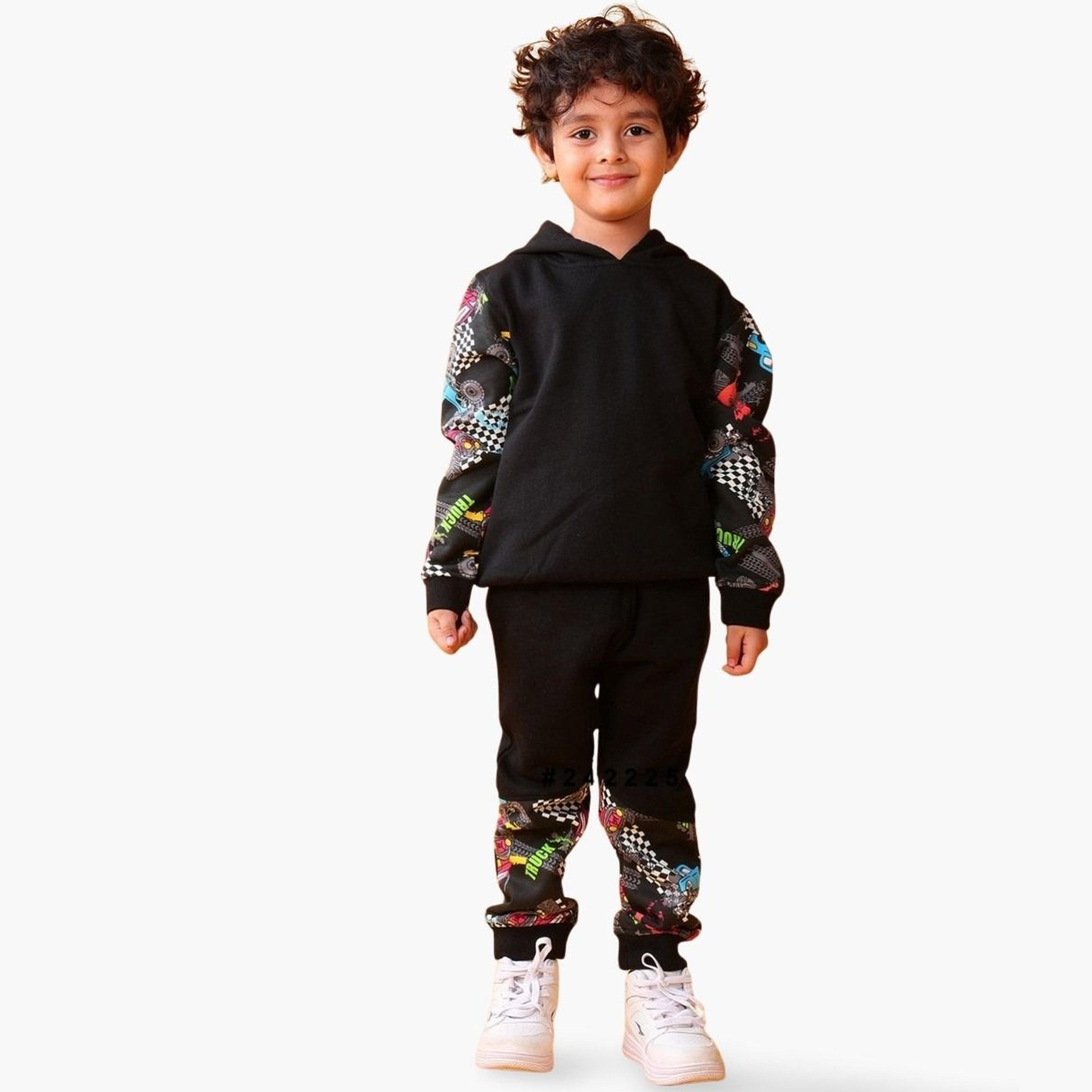 أنثريلو - طقم هودي وبنطال رياضي للأولاد باللون الأسود-boys-clothing-setsandcoords-image-1
