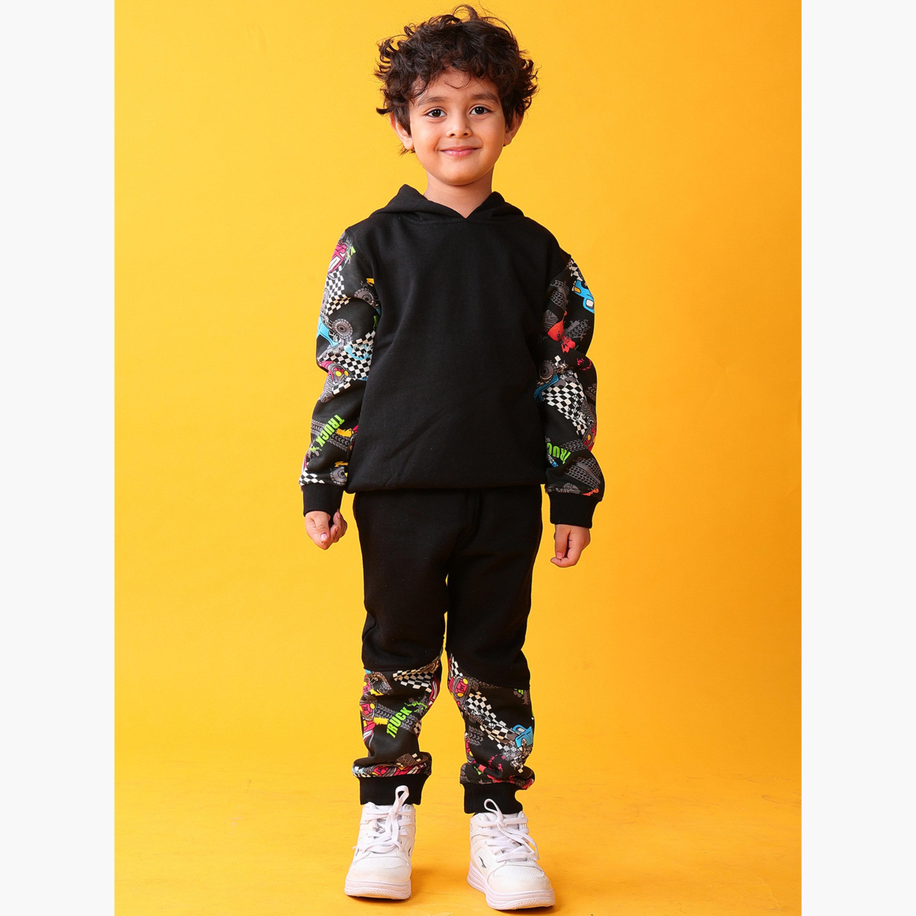 أنثريلو - طقم هودي وبنطال رياضي للأولاد باللون الأسود-boys-clothing-setsandcoords-image-2