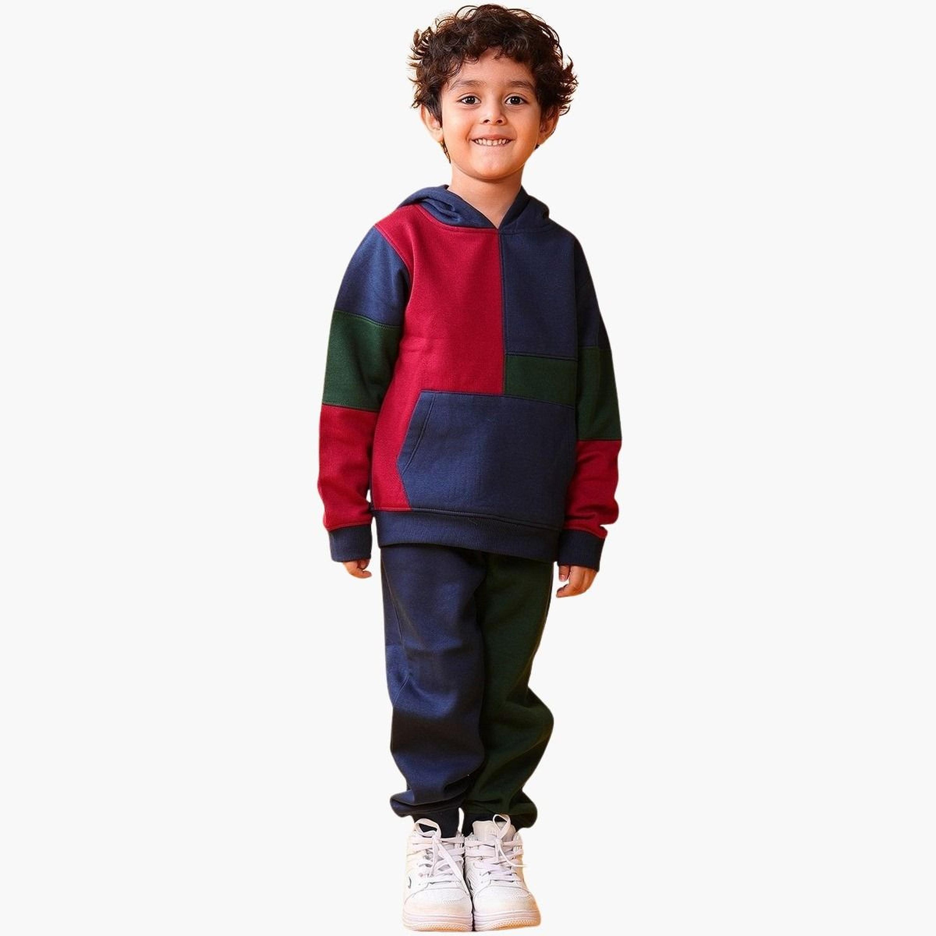 انثريلو - هودي وبنطال رياضي من الصوف بألوان متعددة للأطفال-boys-clothing-setsandcoords-image-1